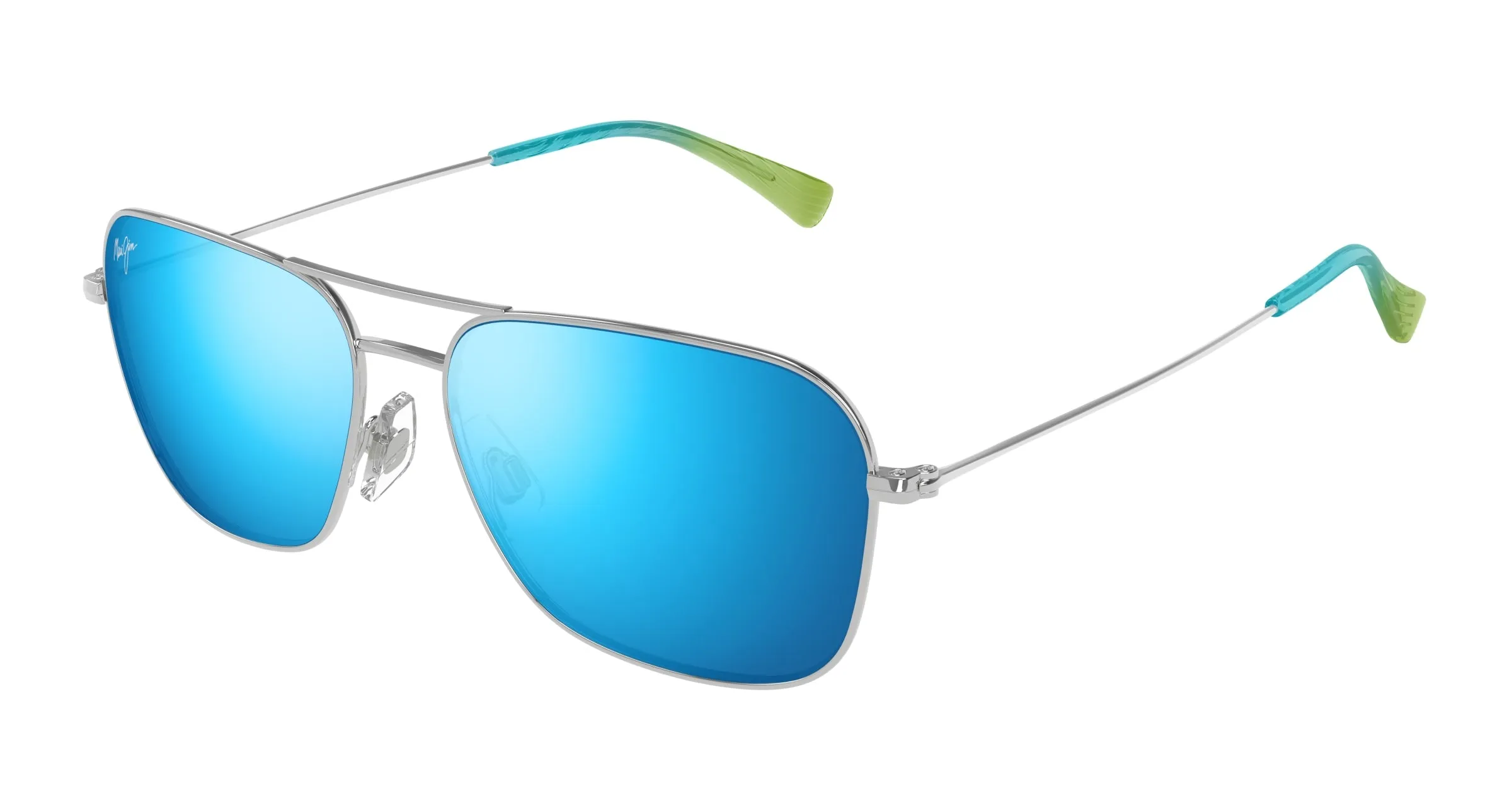 Maui Jim MJ0675S 003 Occhiali da sole Metallo Argento Blu Squadrata - immagine 1