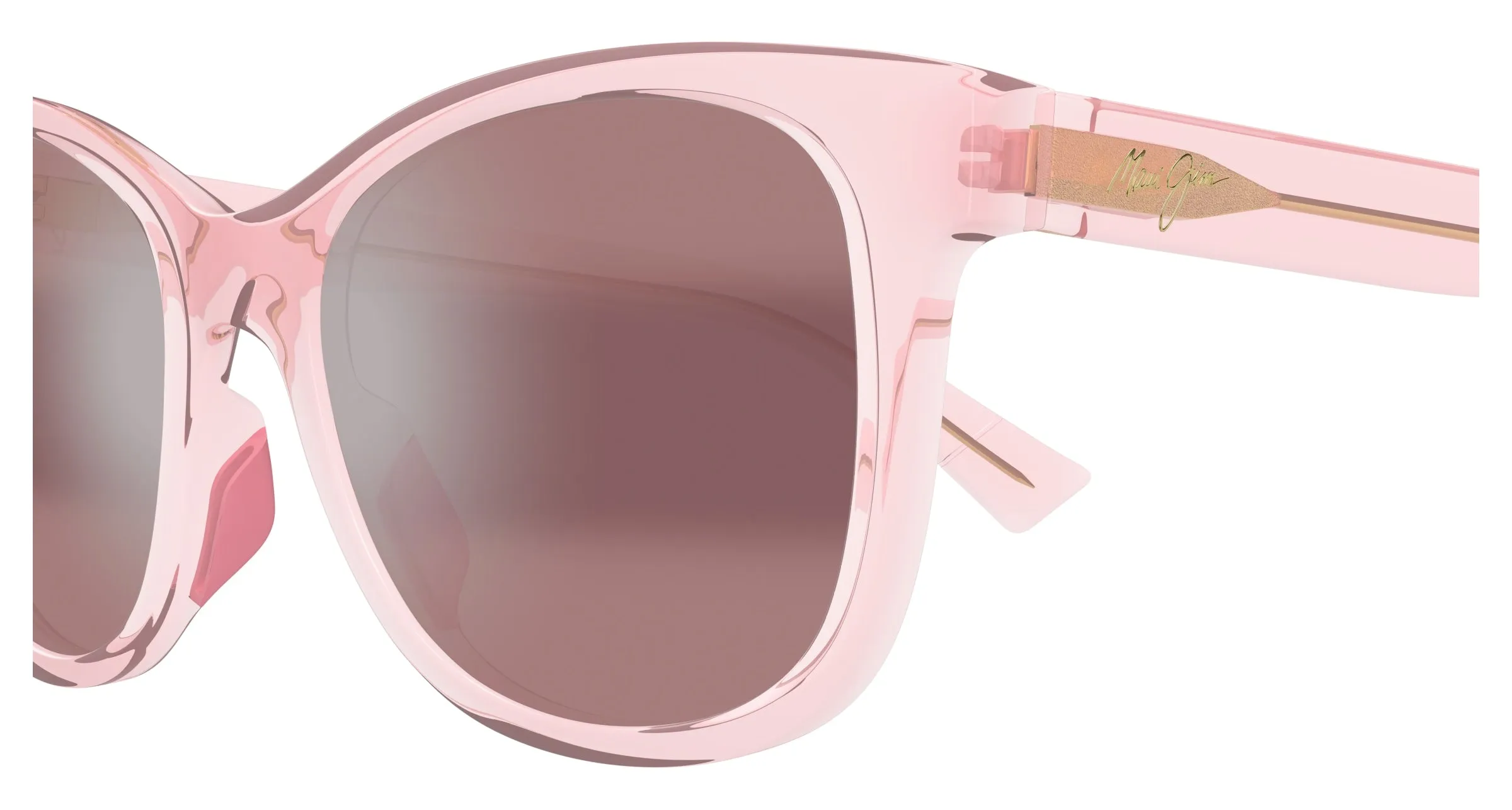 Maui Jim MJ0671S 004 Occhiali da sole Iniettato Rosa Rosa Rotonda - immagine 3