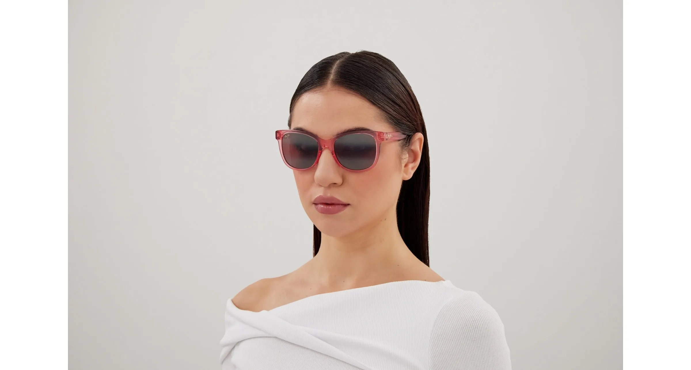 Maui Jim MJ0671S 004 Occhiali da sole Iniettato Rosa Rosa Rotonda - immagine 4