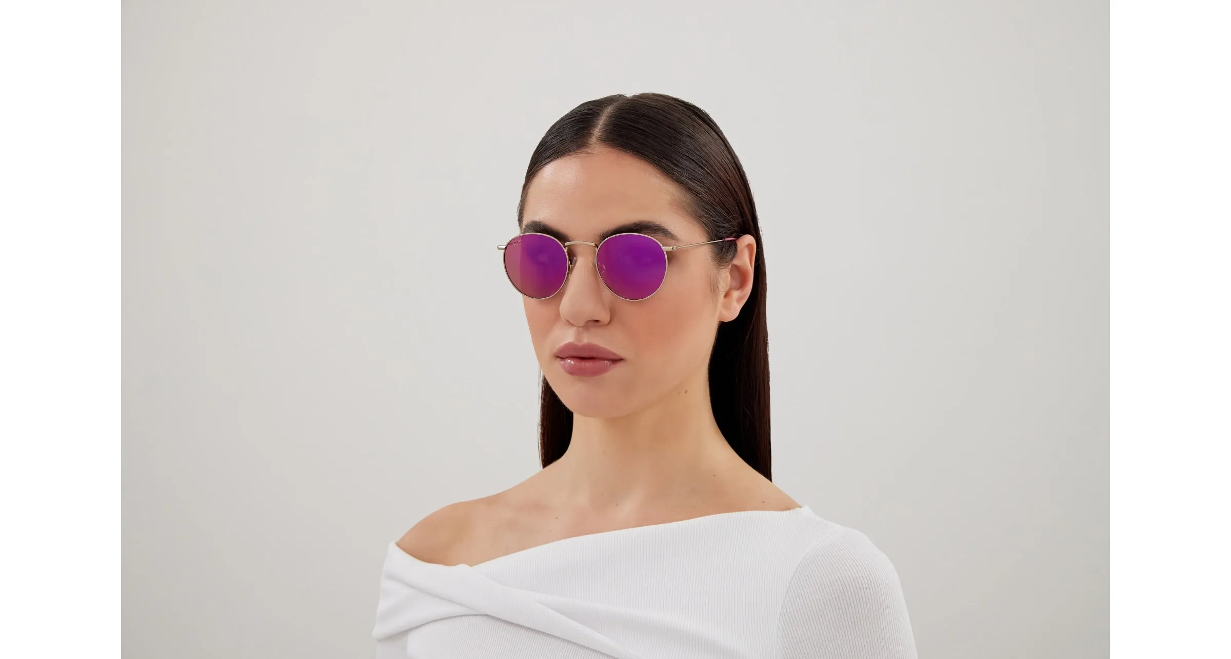 Maui Jim MJ0667S 004 Occhiali da sole Metallo Oro Viola Rotonda - immagine 4