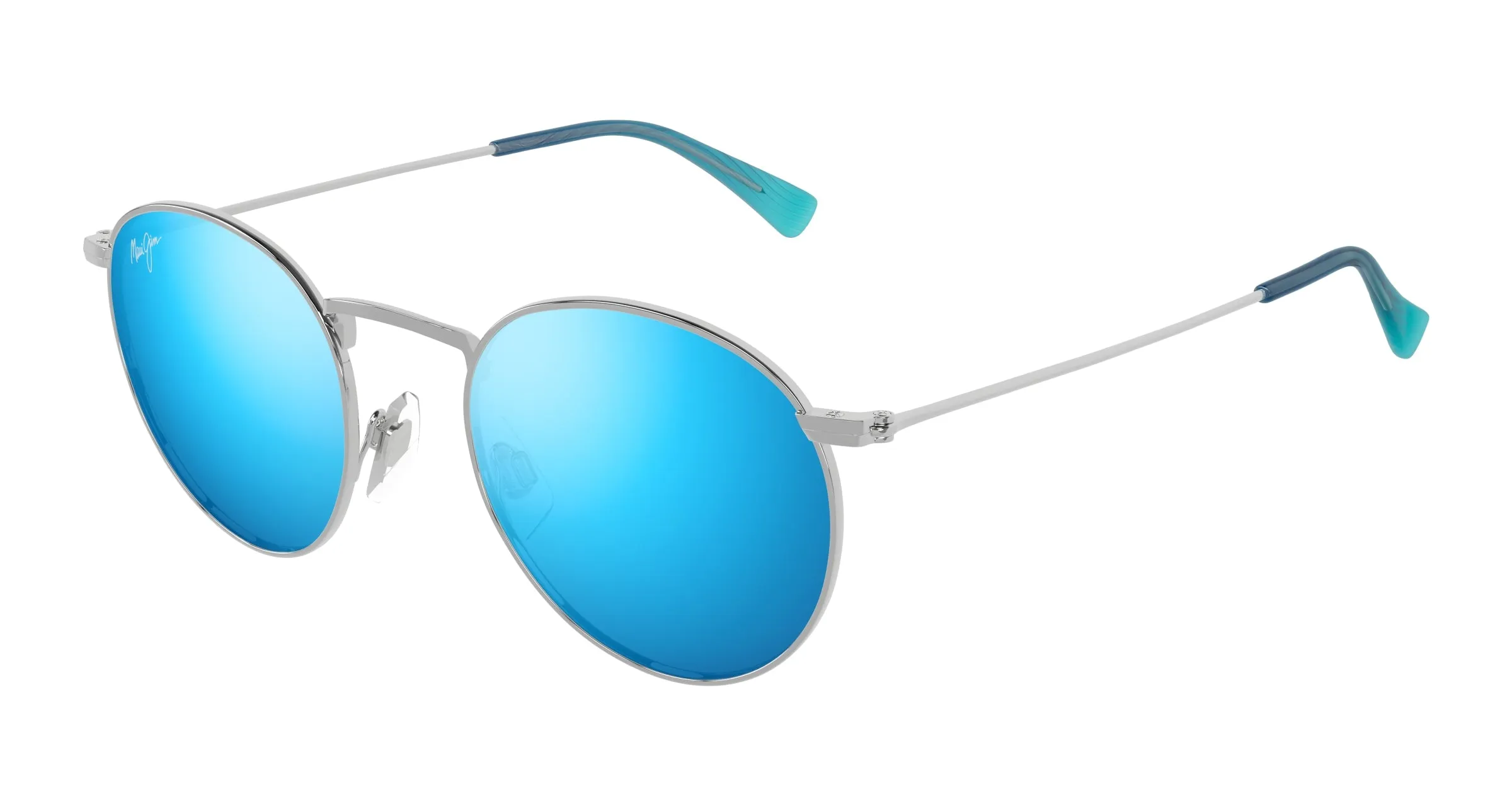 Maui Jim MJ0667S 003 Occhiali da sole Metallo Argento Blu Rotonda - immagine 1
