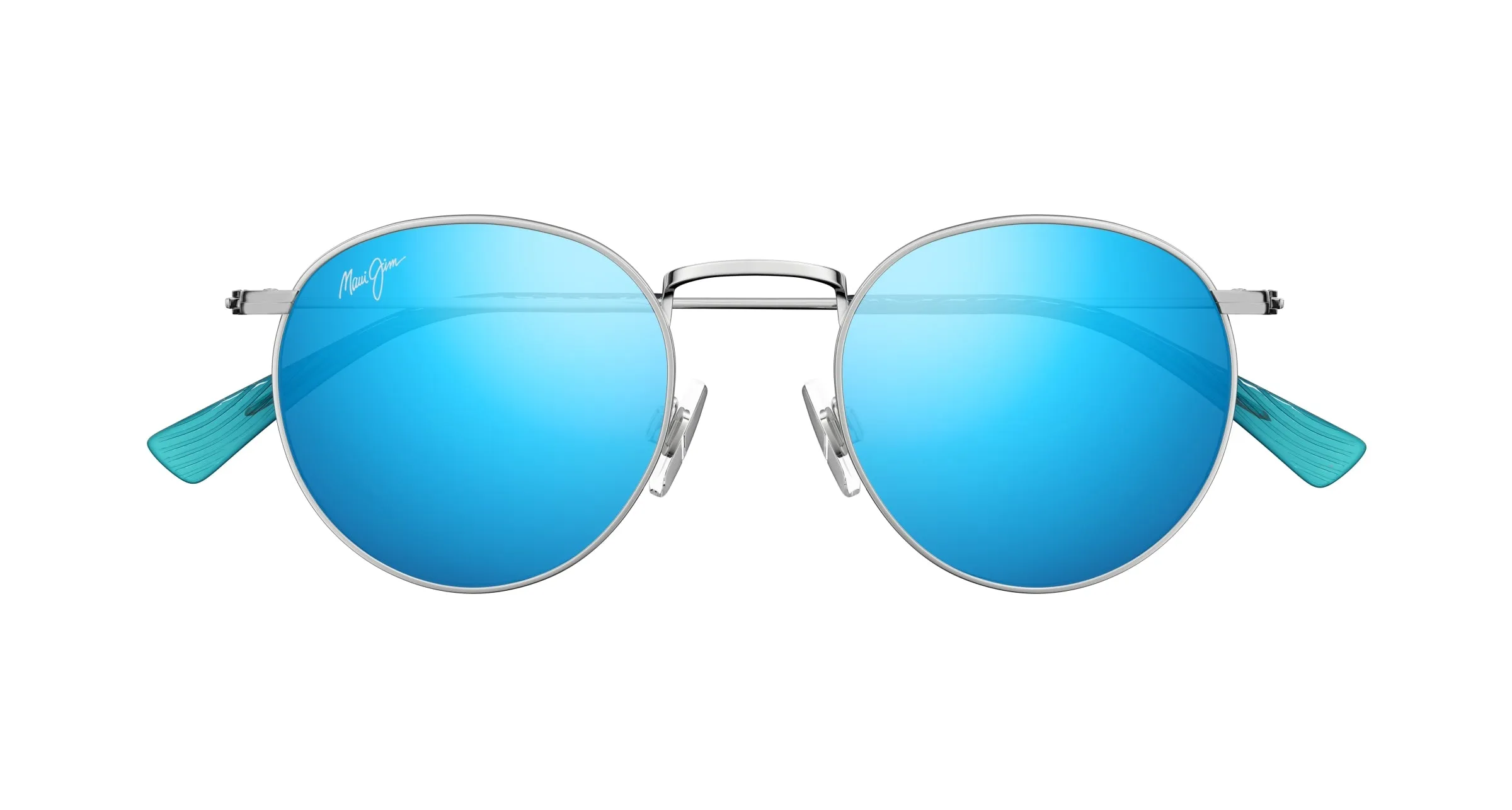 Maui Jim MJ0667S 003 Occhiali da sole Metallo Argento Blu Rotonda - immagine 2