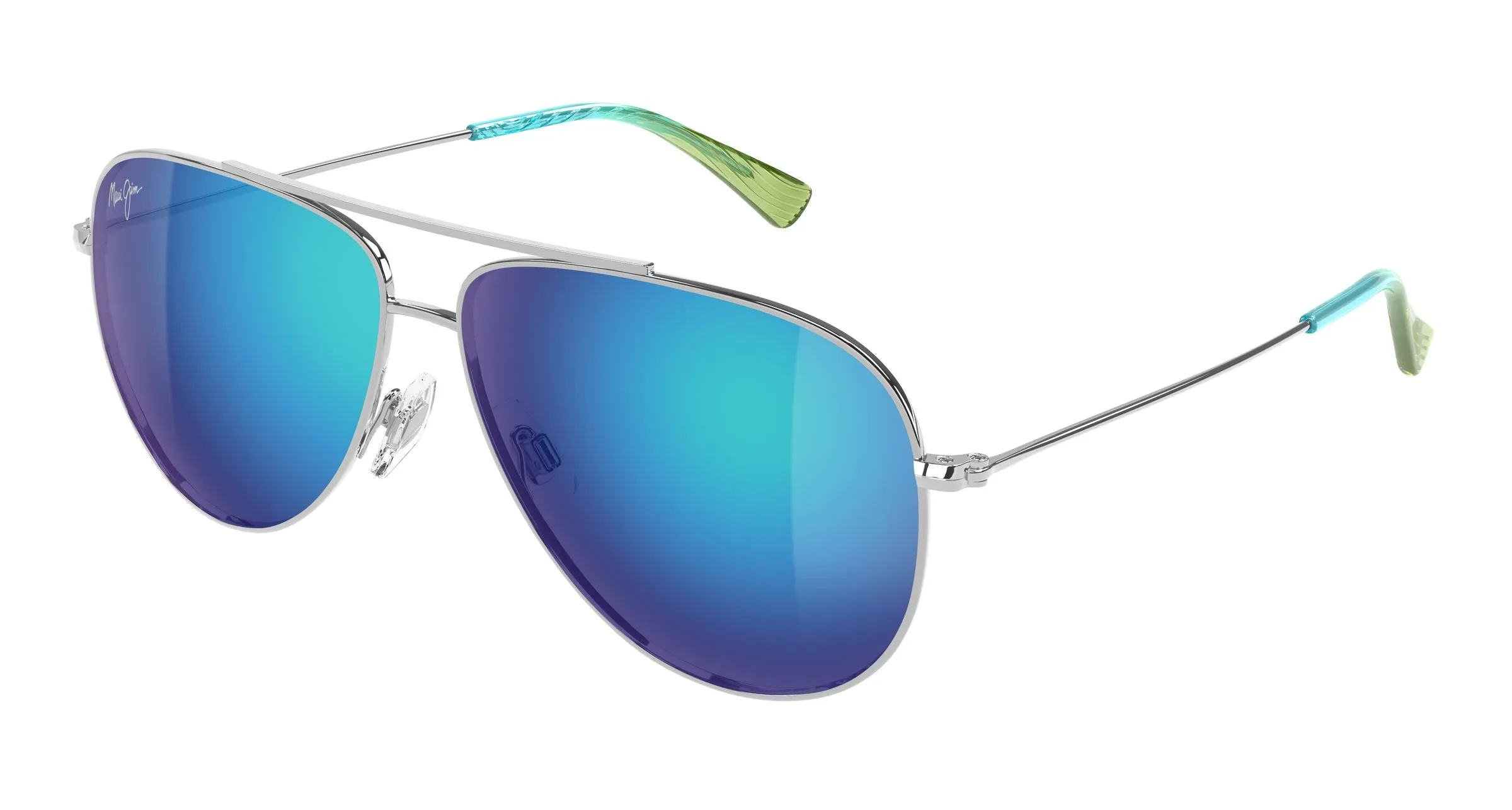 Maui Jim MJ0665S 003 Occhiali da sole Metallo Argento Blu Pilot - immagine 1