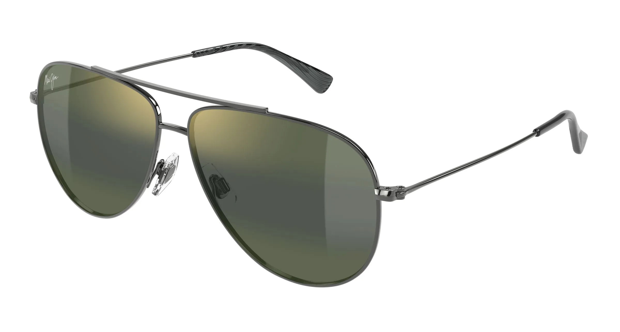 Maui Jim MJ0665S 002 Occhiali da sole Metallo Rutenio Verde Pilot - immagine 1
