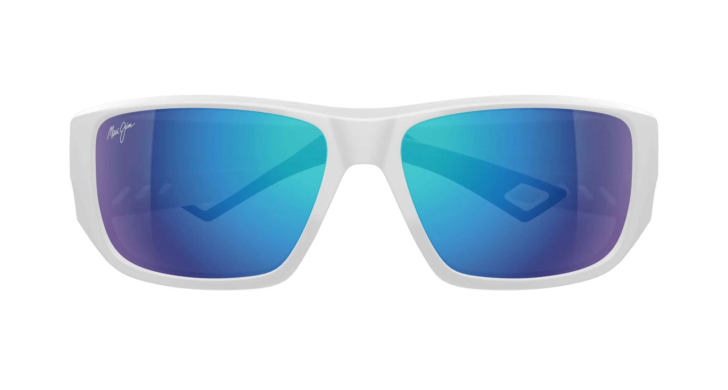 Maui Jim MJ0663S 002 Occhiali da sole Iniettato Bianco Blu Squadrata - immagine 2