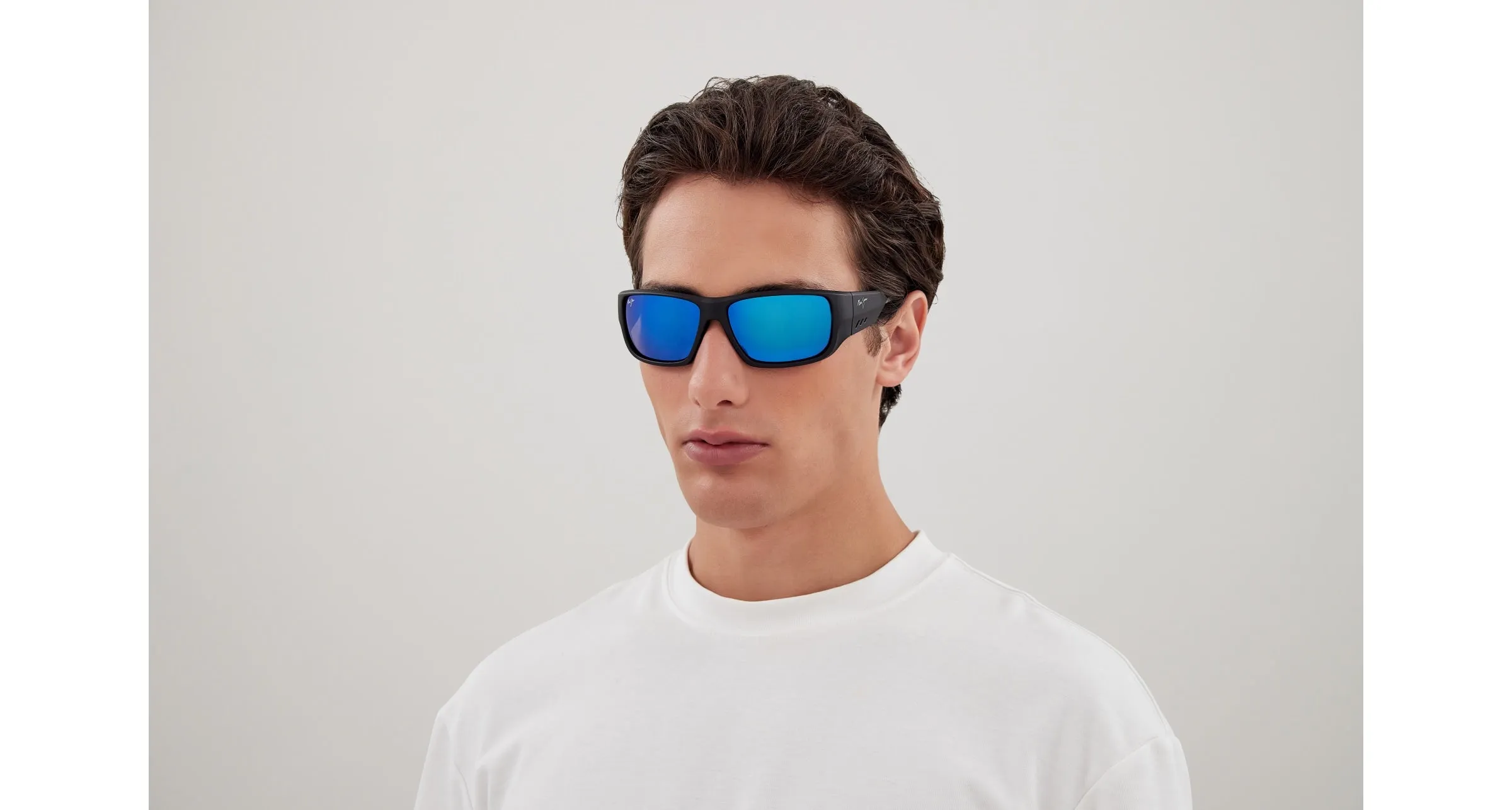 Maui Jim MJ0663S 001 Occhiali da sole Iniettato Nero Blu Squadrata - immagine 4