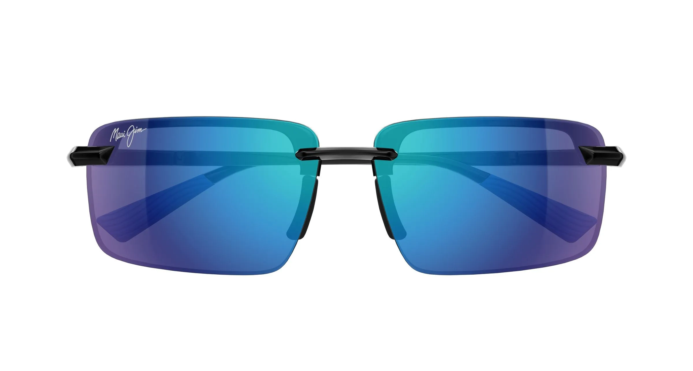 Maui Jim MJ0656SA 001 Occhiali da sole Iniettato Nero Blu Squadrata - immagine 2