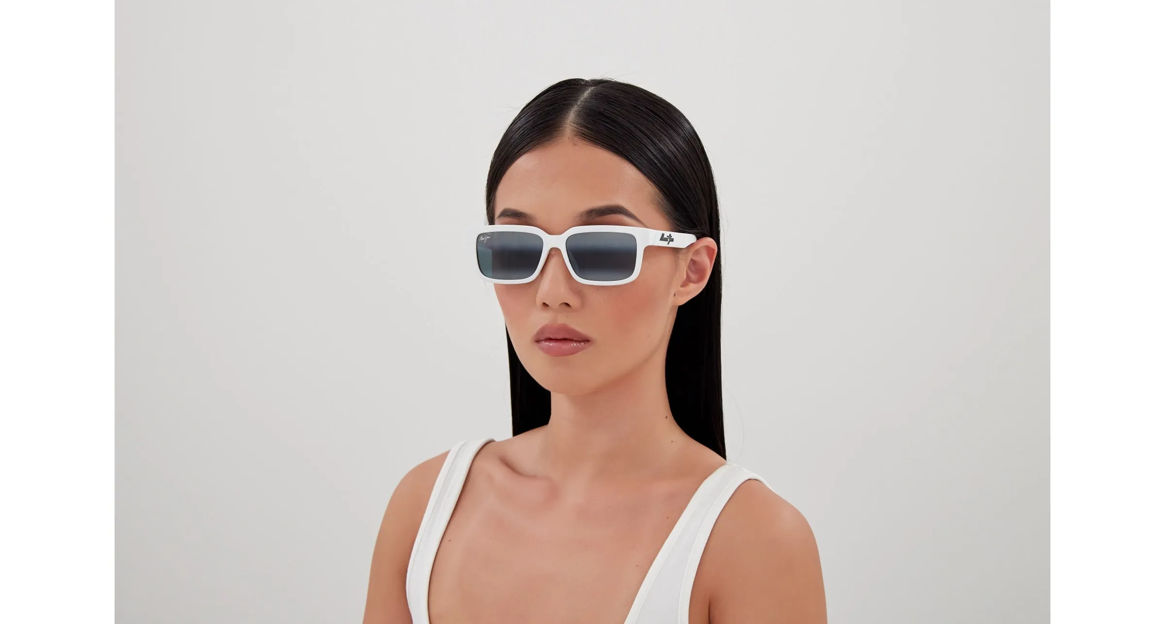Maui Jim MJ0655SA 004 Occhiali da sole Bio-iniettato Bianco Grigio Squadrata - immagine 4