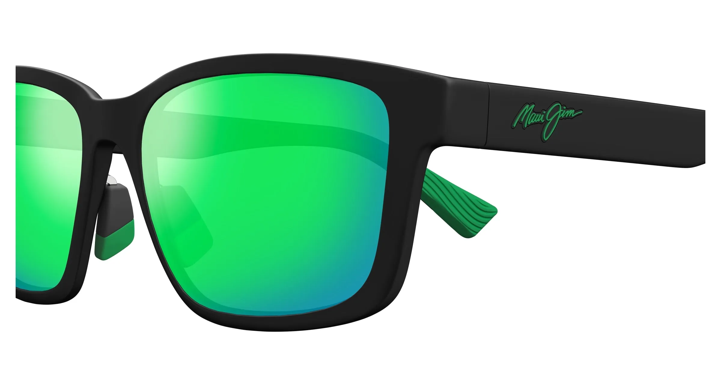 Maui Jim MJ0648SA 001 Occhiali da sole Bio-iniettato Nero Verde Squadrata - immagine 3