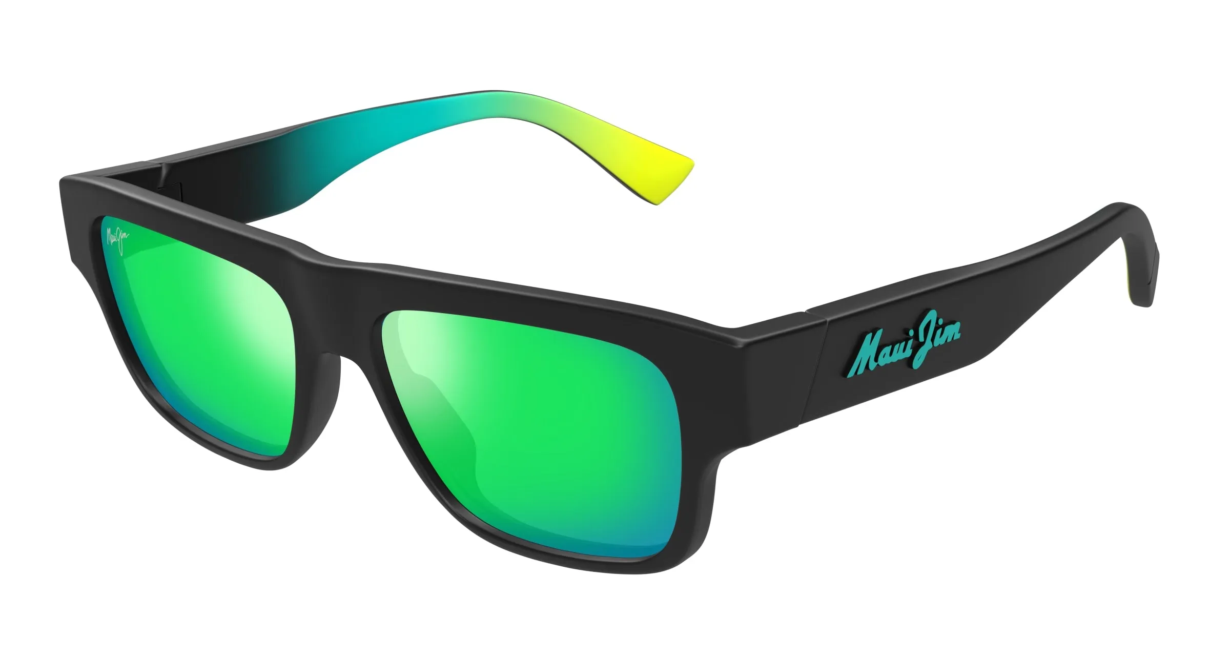 Maui Jim MJ0638S 004 Occhiali da sole Bio-iniettato Nero Verde Squadrata - immagine 1
