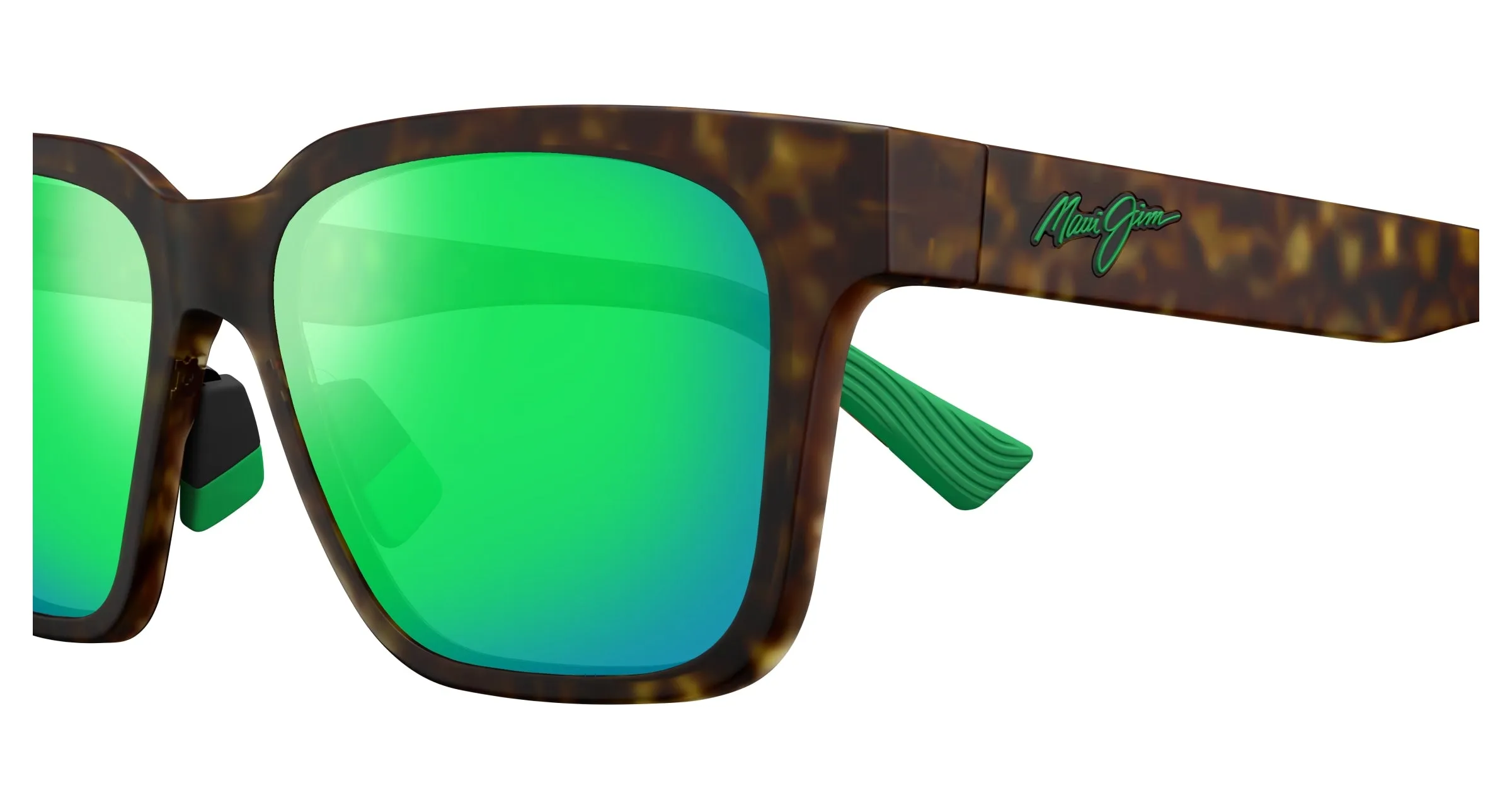 Maui Jim MJ0631S 002 Occhiali da sole Bio-iniettato Havana Verde Squadrata - immagine 3