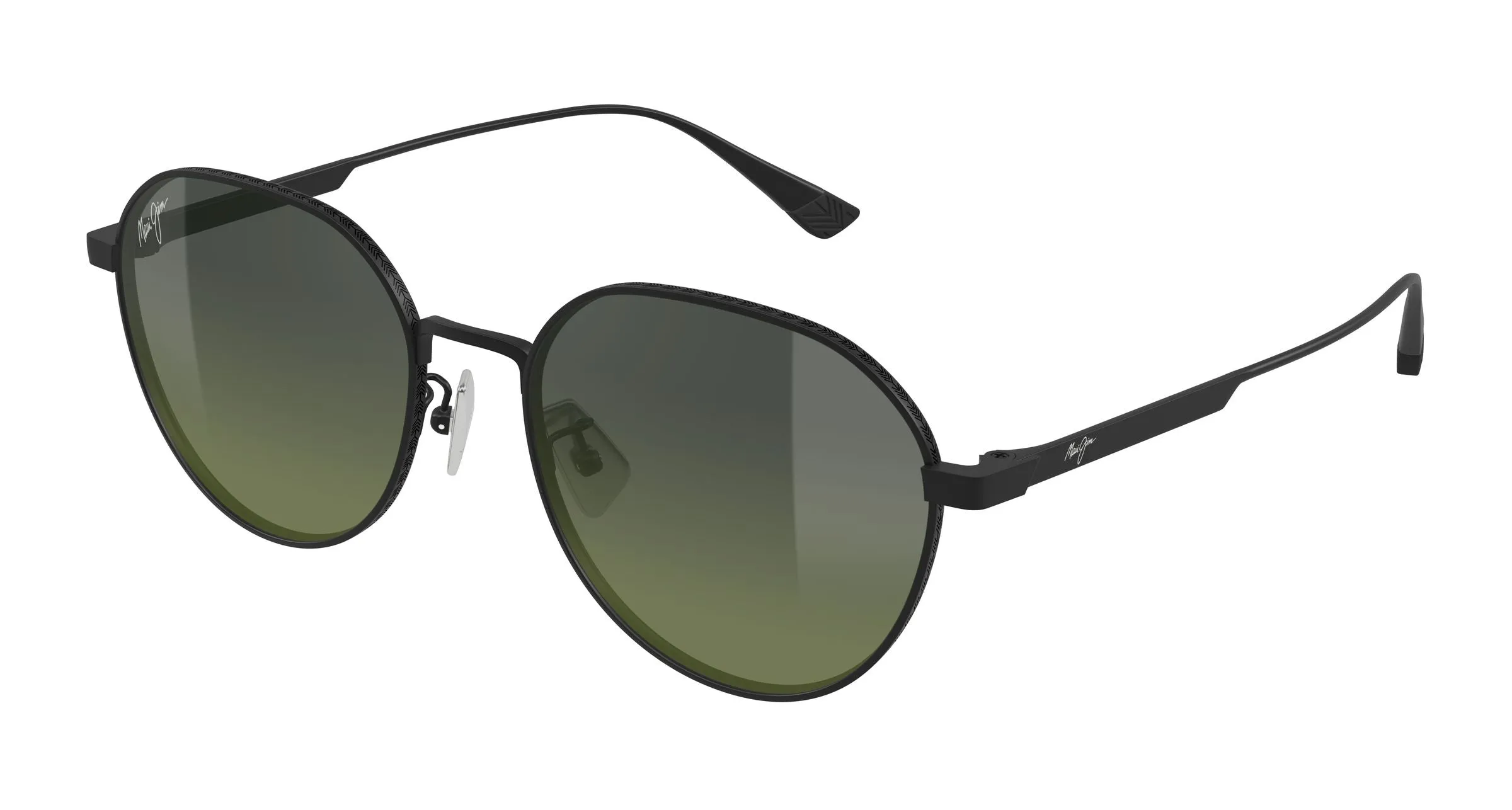 Maui Jim MJ0627SA 003 Occhiali da sole Titanio Nero Verde Rotonda - immagine 1