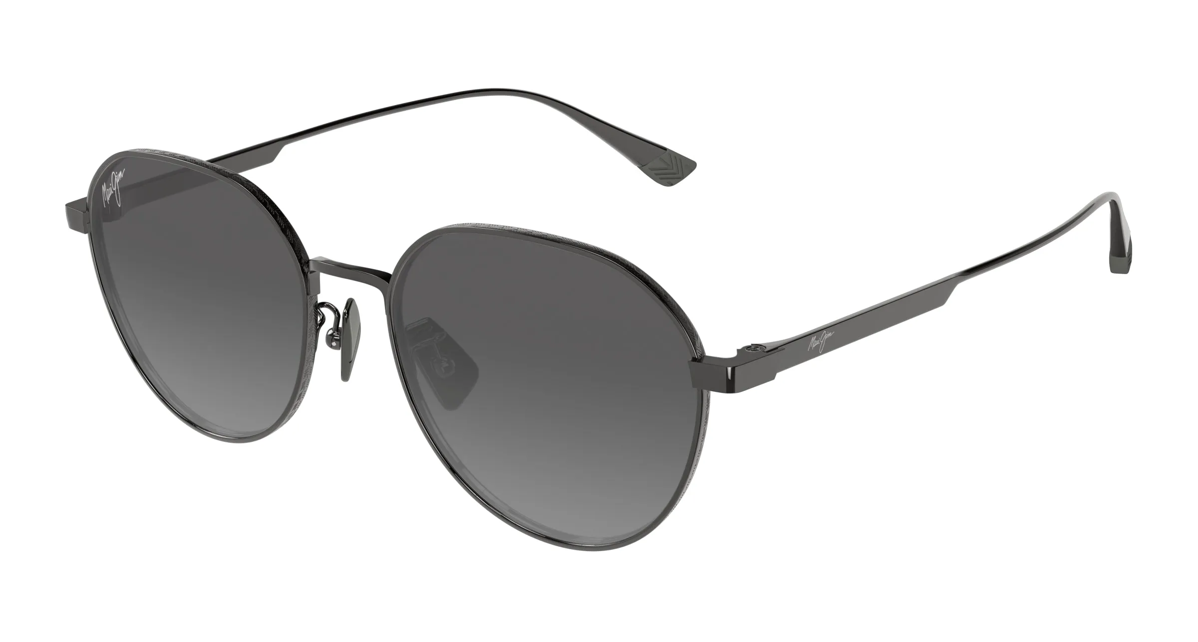 Maui Jim MJ0627SA 001 Occhiali da sole Titanio Rutenio Grigio Rotonda - immagine 1