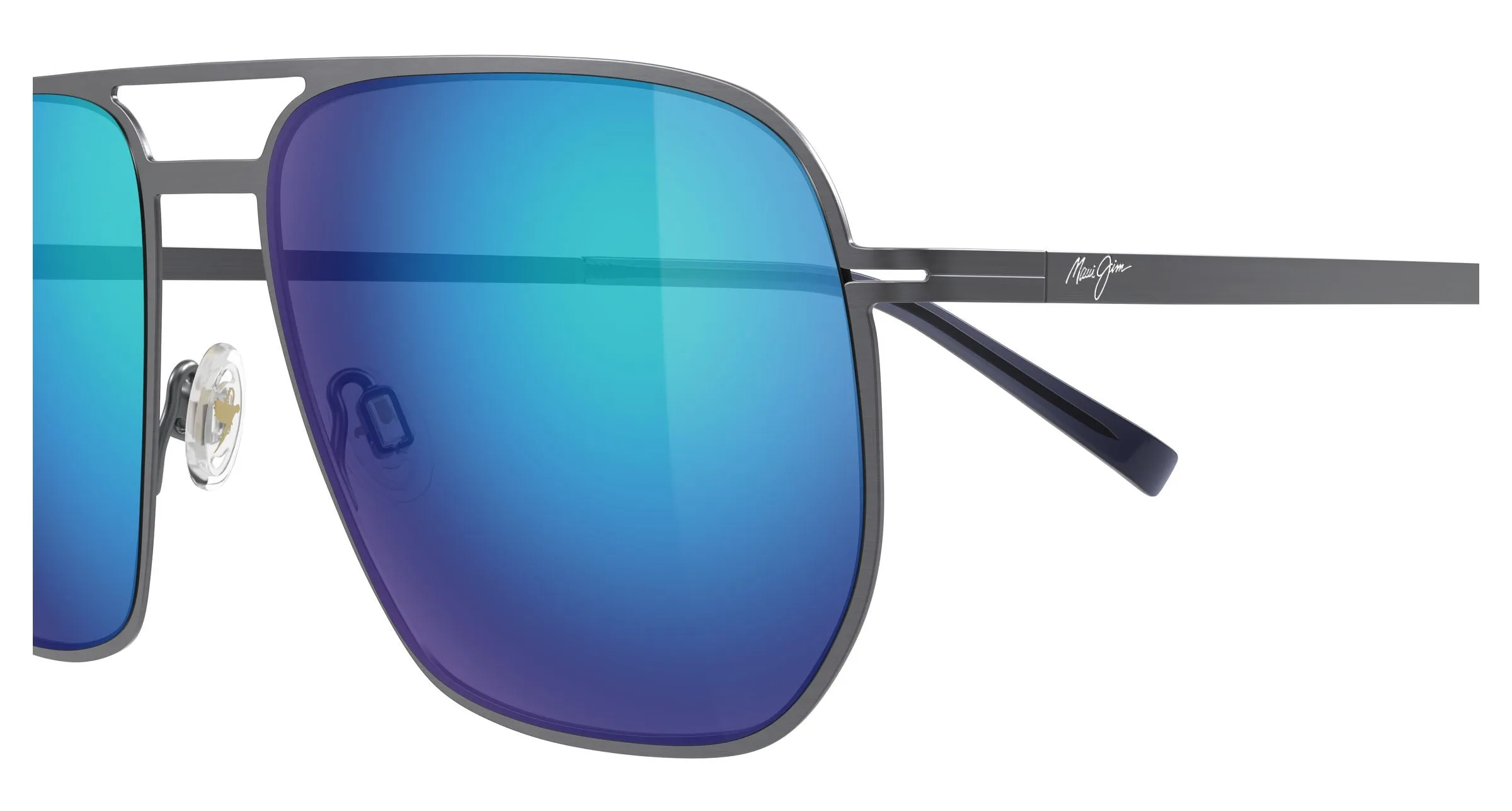 Maui Jim MJ0605S 002 Occhiali da sole Metallo Grigio Blu Squadrata - immagine 3