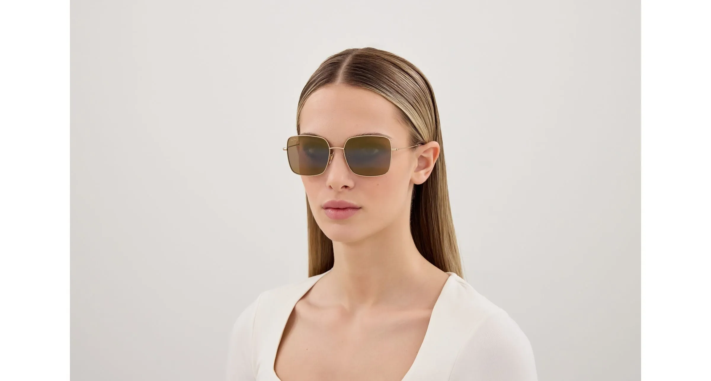 Maui Jim MJ0590S 002 Occhiali da sole Metallo Oro Bronzo Squadrata - immagine 4
