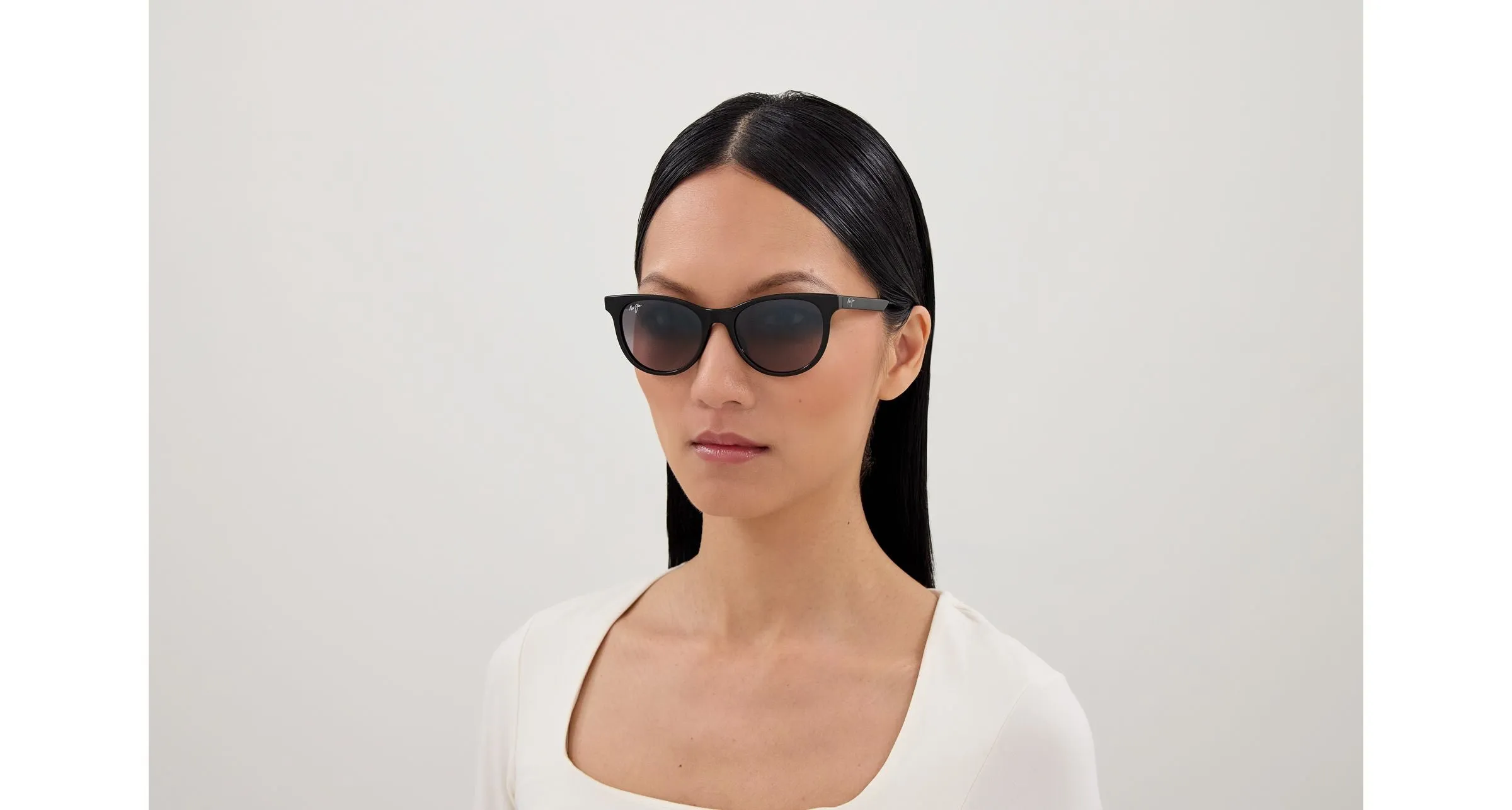 Maui Jim MJ0588S 001 Occhiali da sole Bio-iniettato Nero Grigio Rotonda - immagine 4
