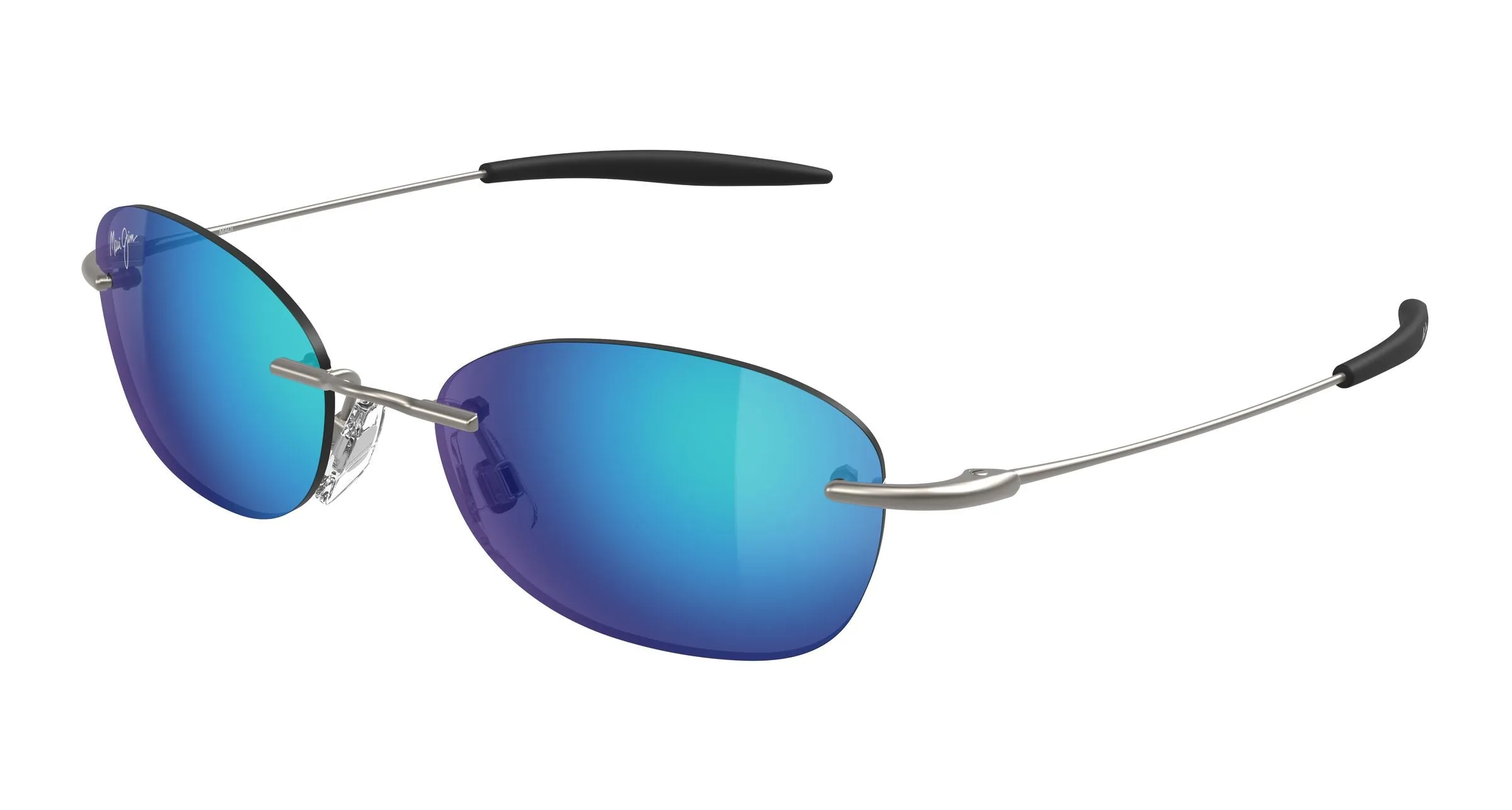 Maui Jim MJ0373S 002 Occhiali da sole Metallo Rutenio Blu Rotonda - immagine 1