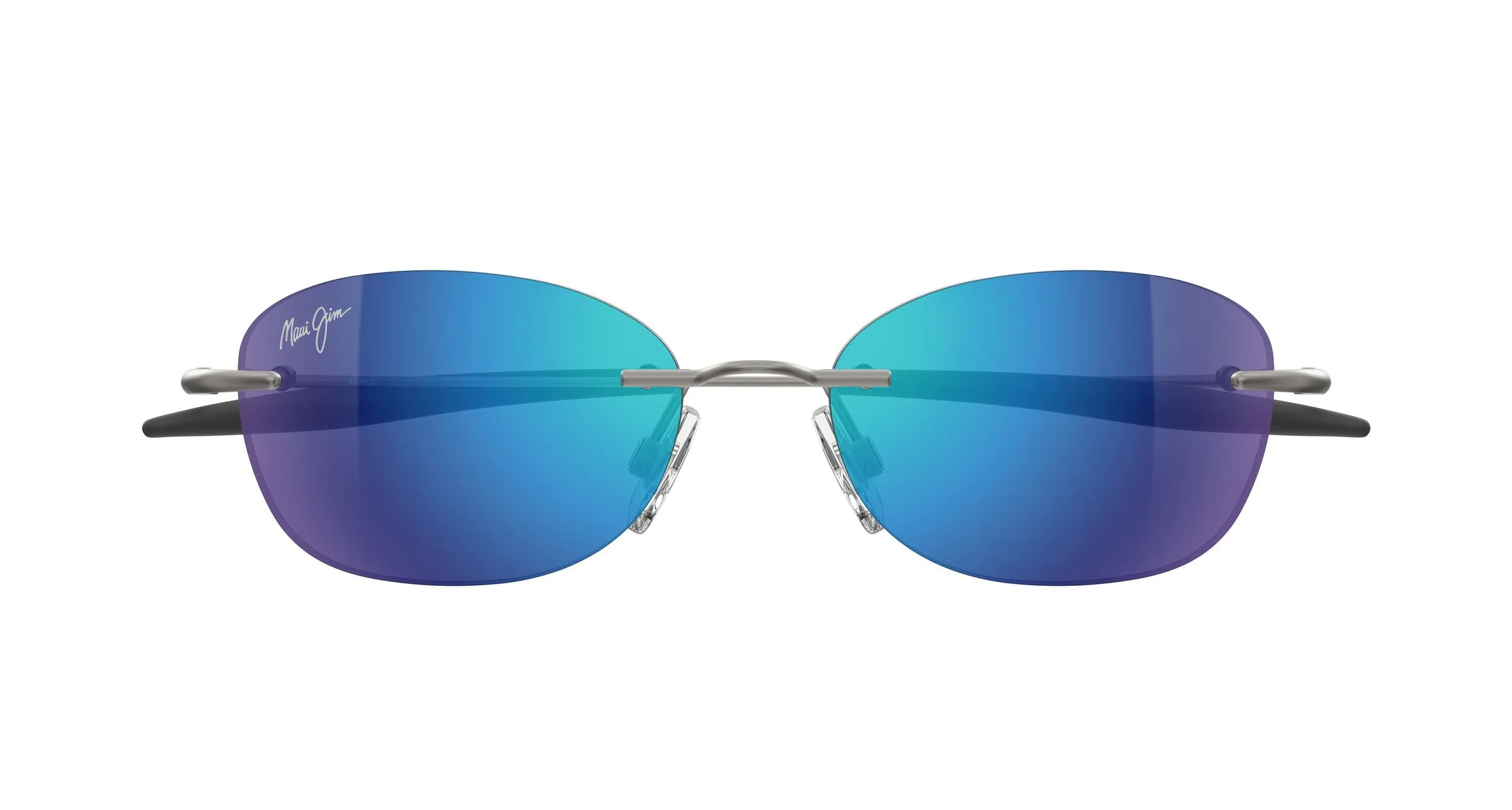 Maui Jim MJ0373S 002 Occhiali da sole Metallo Rutenio Blu Rotonda - immagine 2