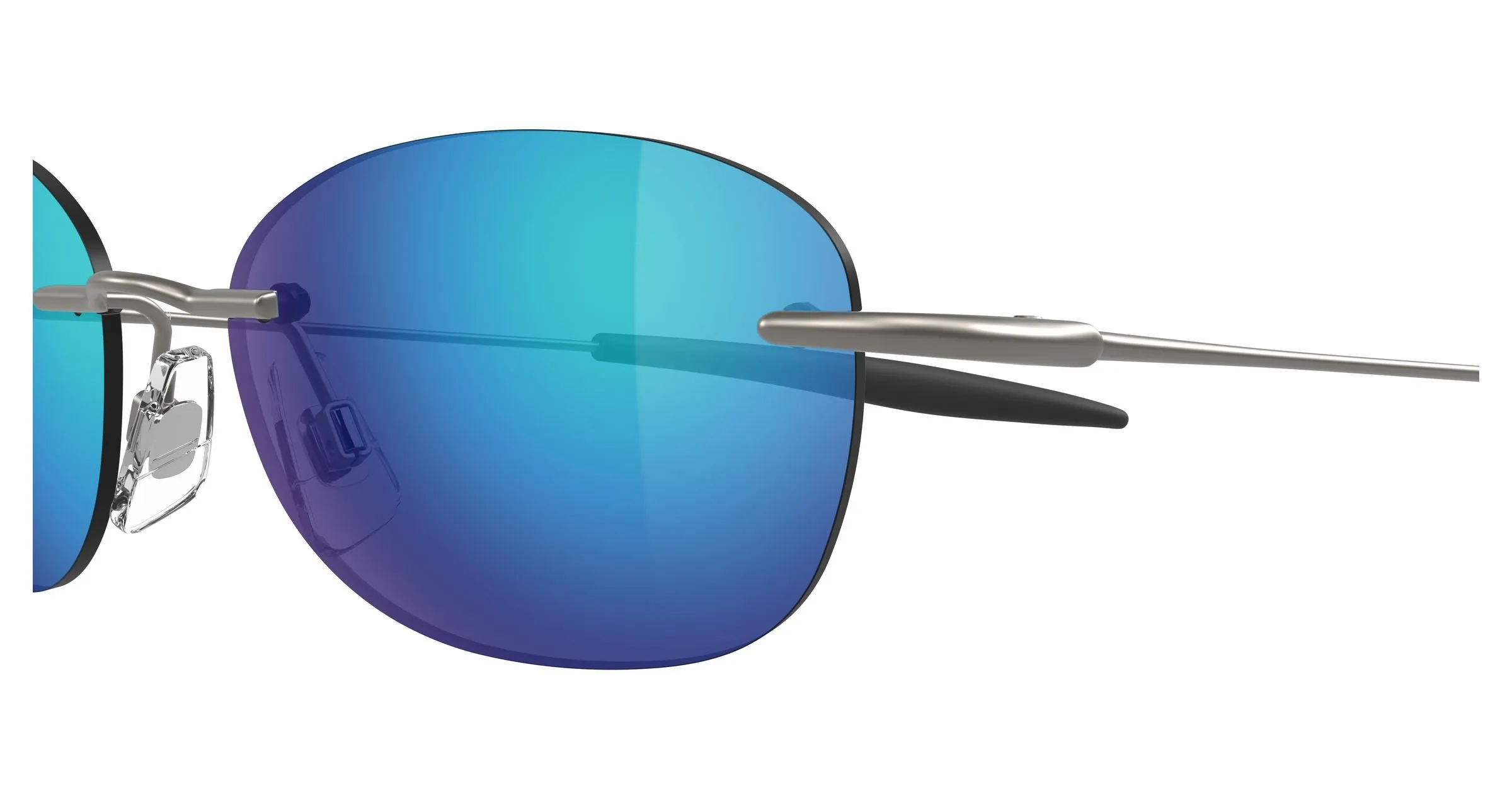 Maui Jim MJ0373S 002 Occhiali da sole Metallo Rutenio Blu Rotonda - immagine 3