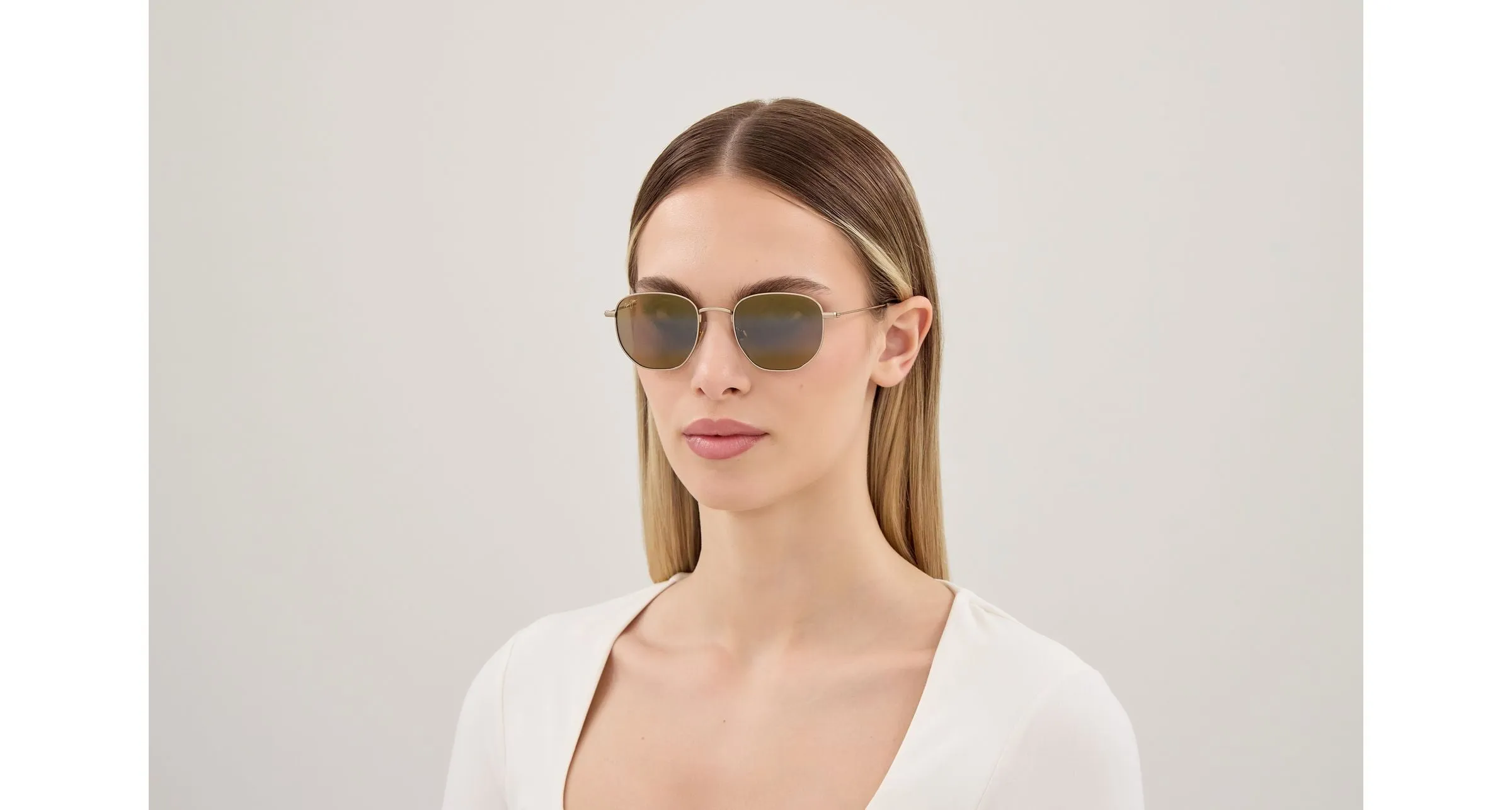 Maui Jim MJ0366S 003 Occhiali da sole Metallo Oro Bronzo Squadrata - immagine 4