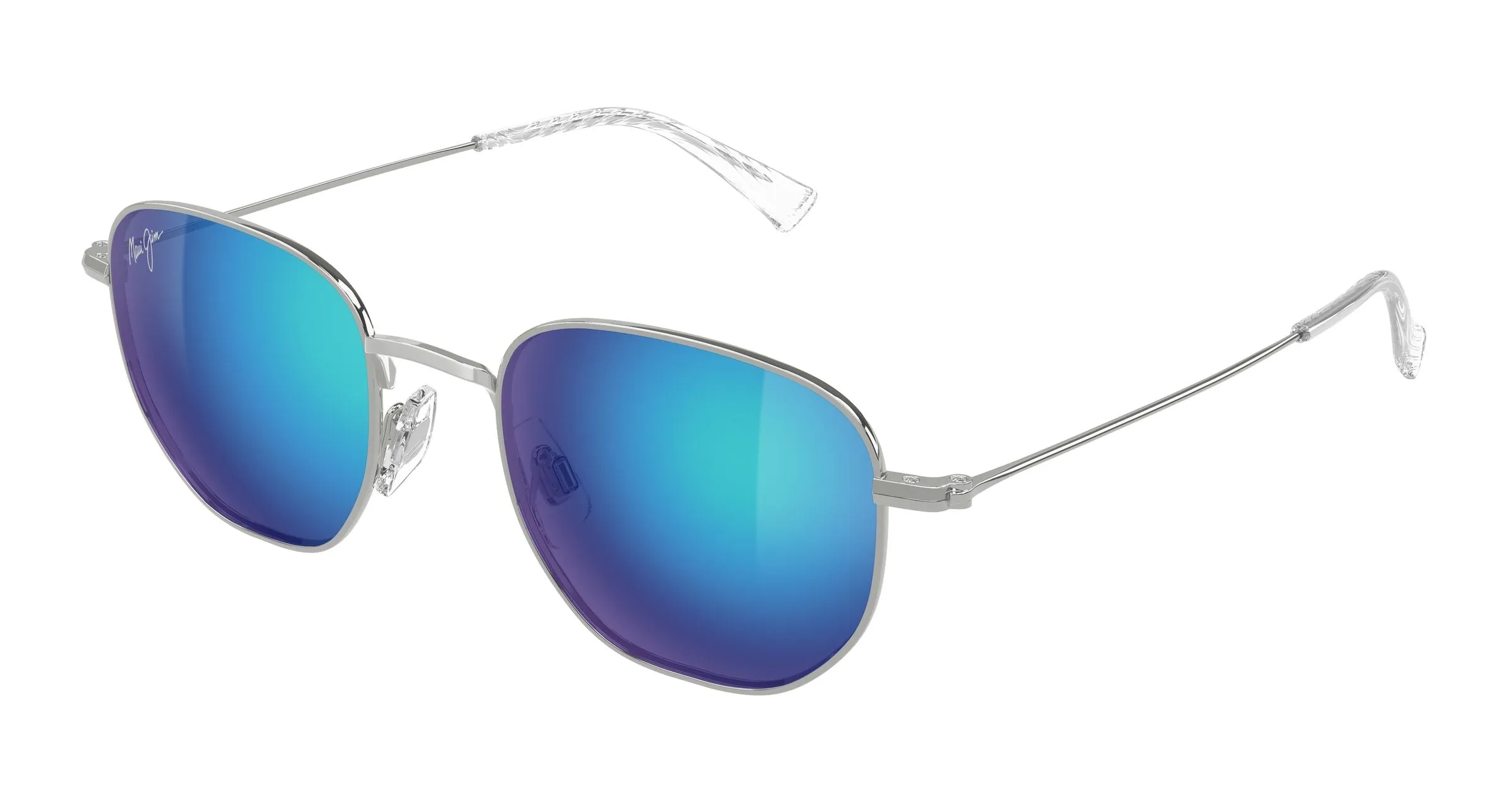 Maui Jim MJ0366S 002 Occhiali da sole Metallo Argento Blu Squadrata - immagine 1