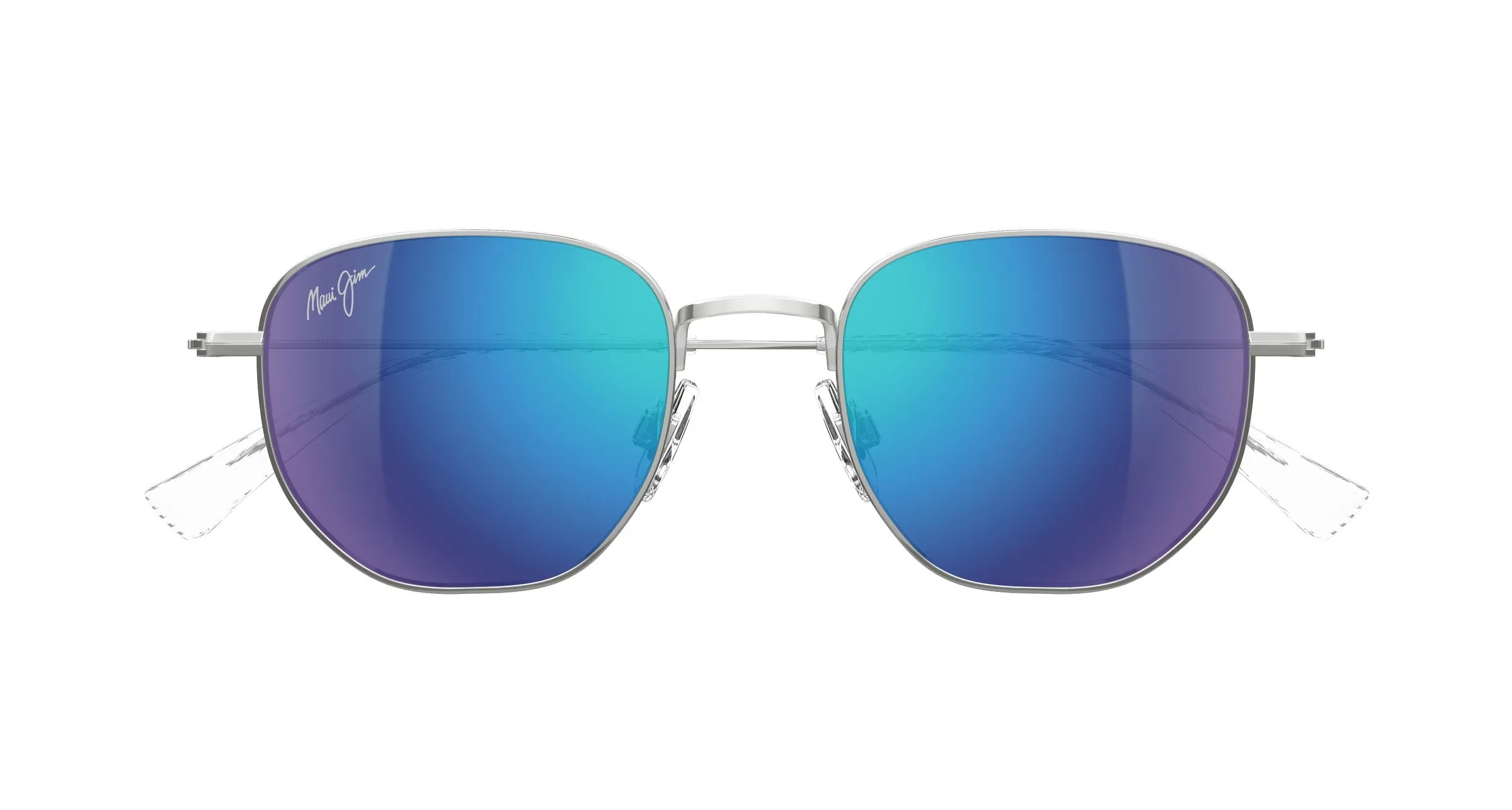 Maui Jim MJ0366S 002 Occhiali da sole Metallo Argento Blu Squadrata - immagine 2