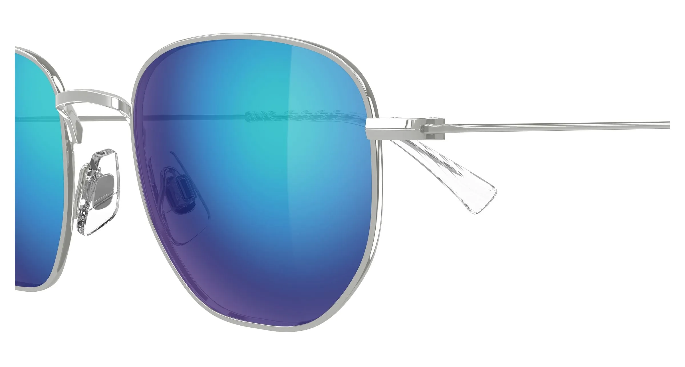 Maui Jim MJ0366S 002 Occhiali da sole Metallo Argento Blu Squadrata - immagine 3