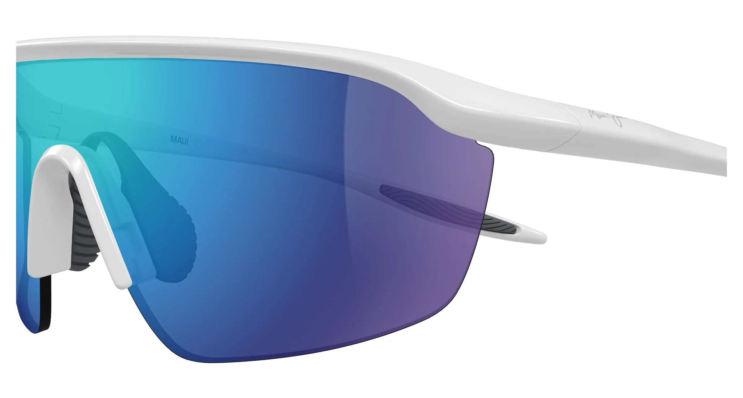 Maui Jim MJ0348SA 006 Occhiali da sole Bio-iniettato Bianco Blu Avvolgente - immagine 3