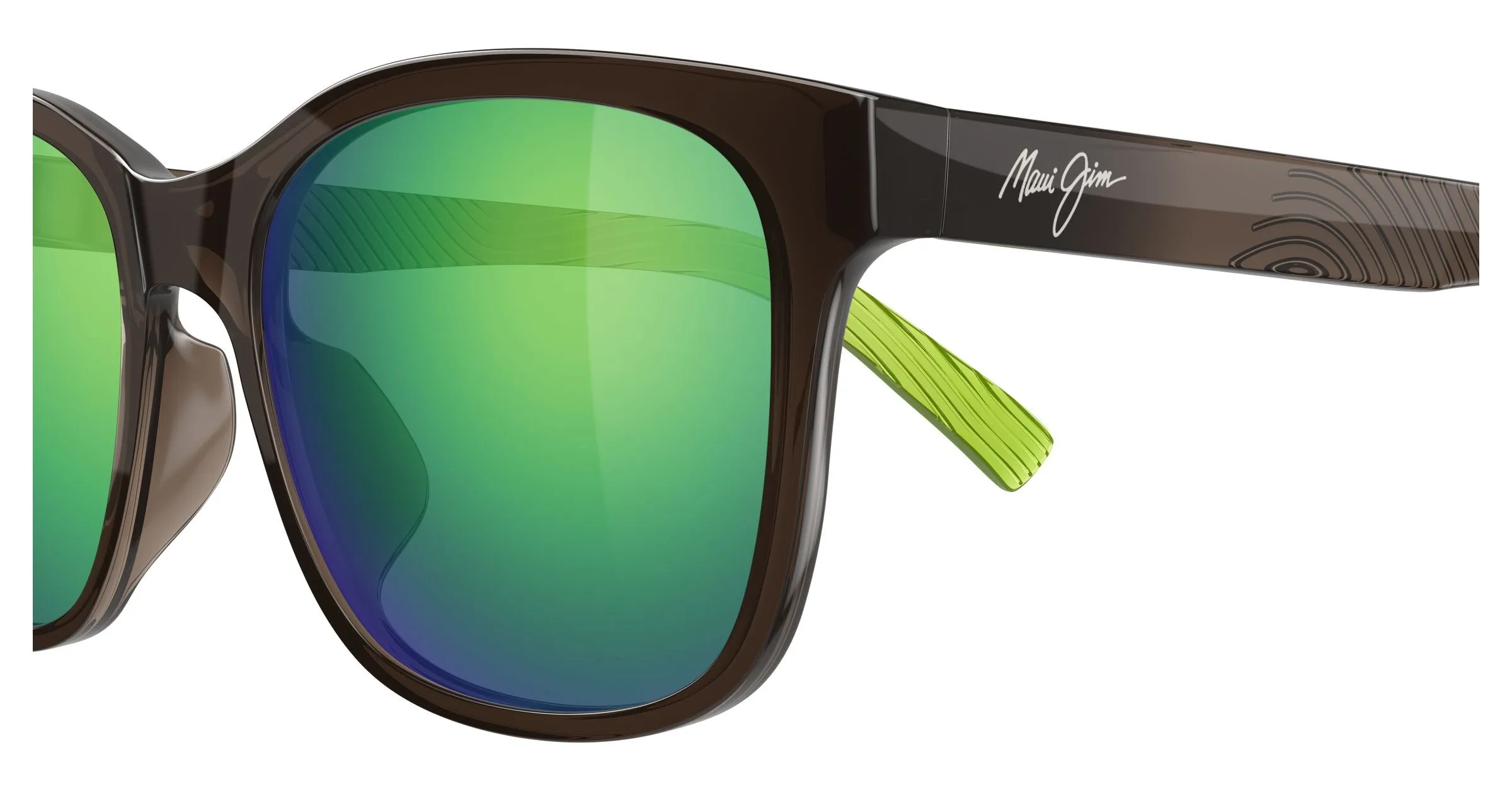Maui Jim MJ0346SA 004 Occhiali da sole Bio-iniettato Grigio Verde Squadrata - immagine 3