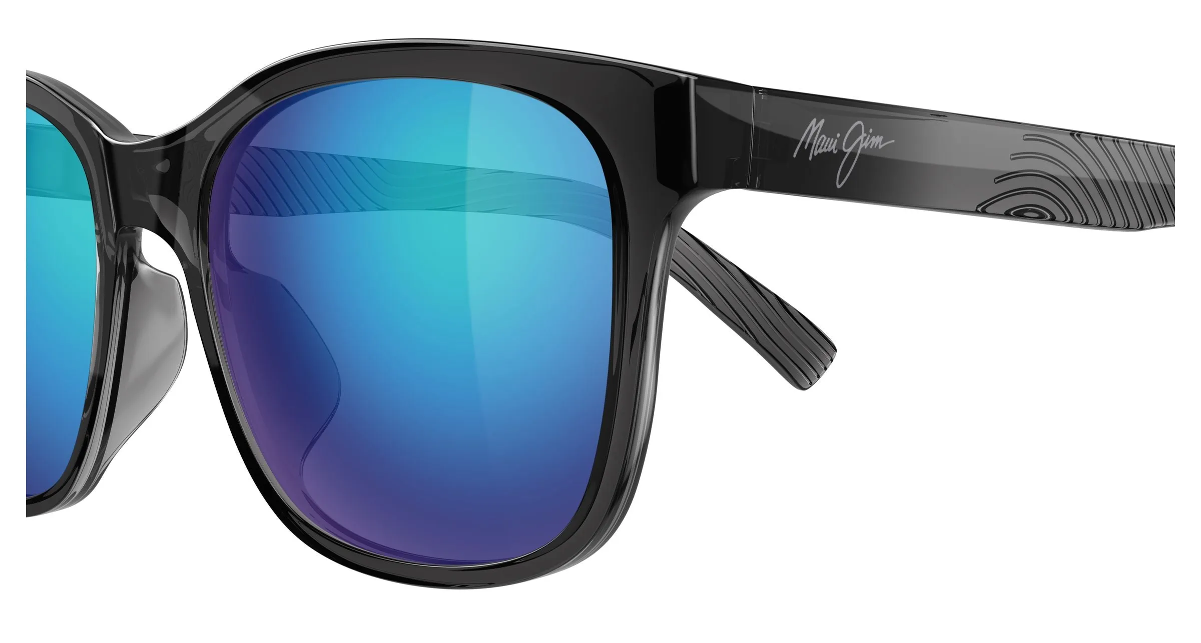 Maui Jim MJ0346SA 002 Occhiali da sole Bio-iniettato Grigio Blu Squadrata - immagine 3
