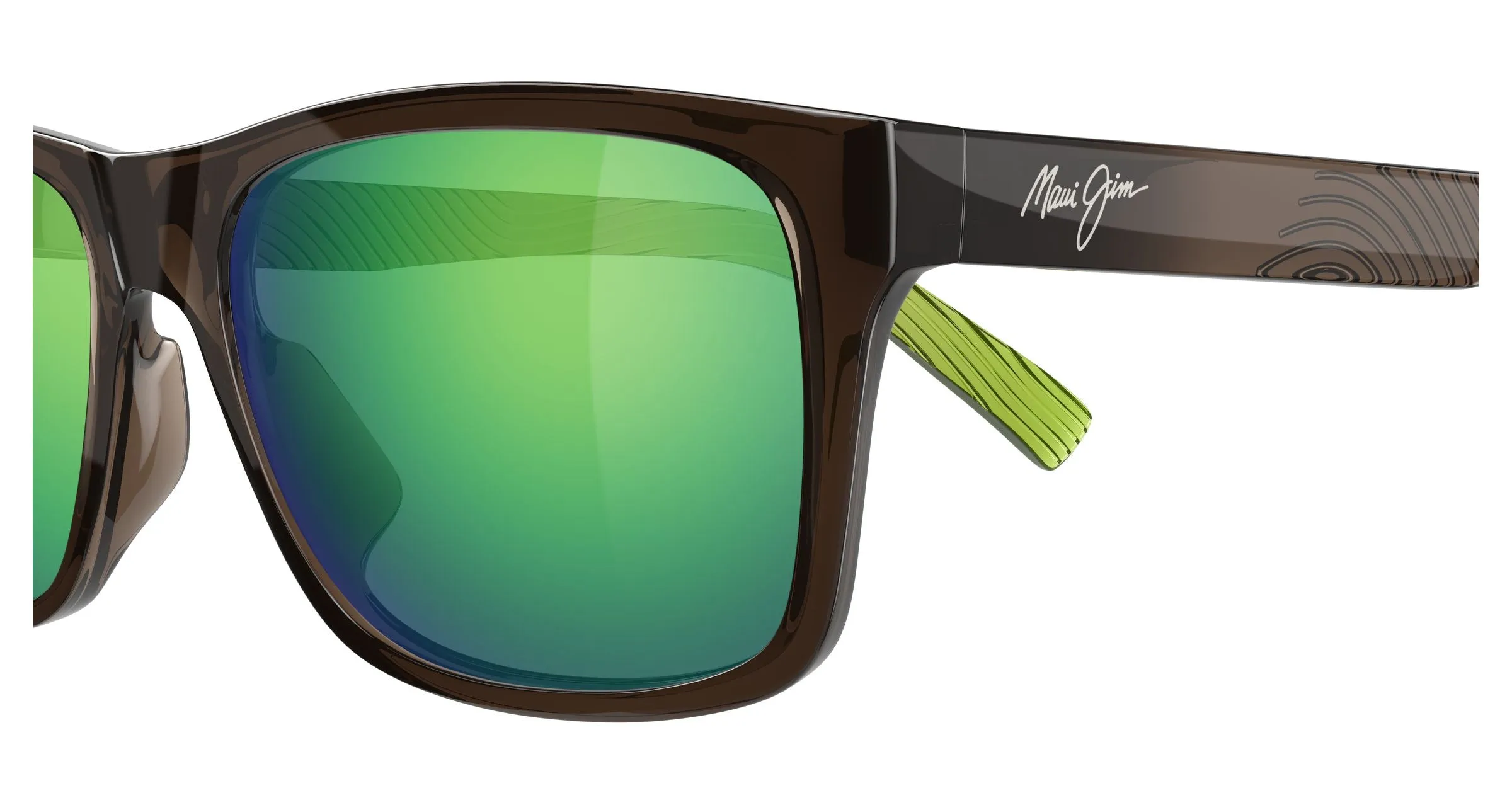 Maui Jim MJ0345S 004 Occhiali da sole Bio-iniettato Grigio Verde Squadrata - immagine 3