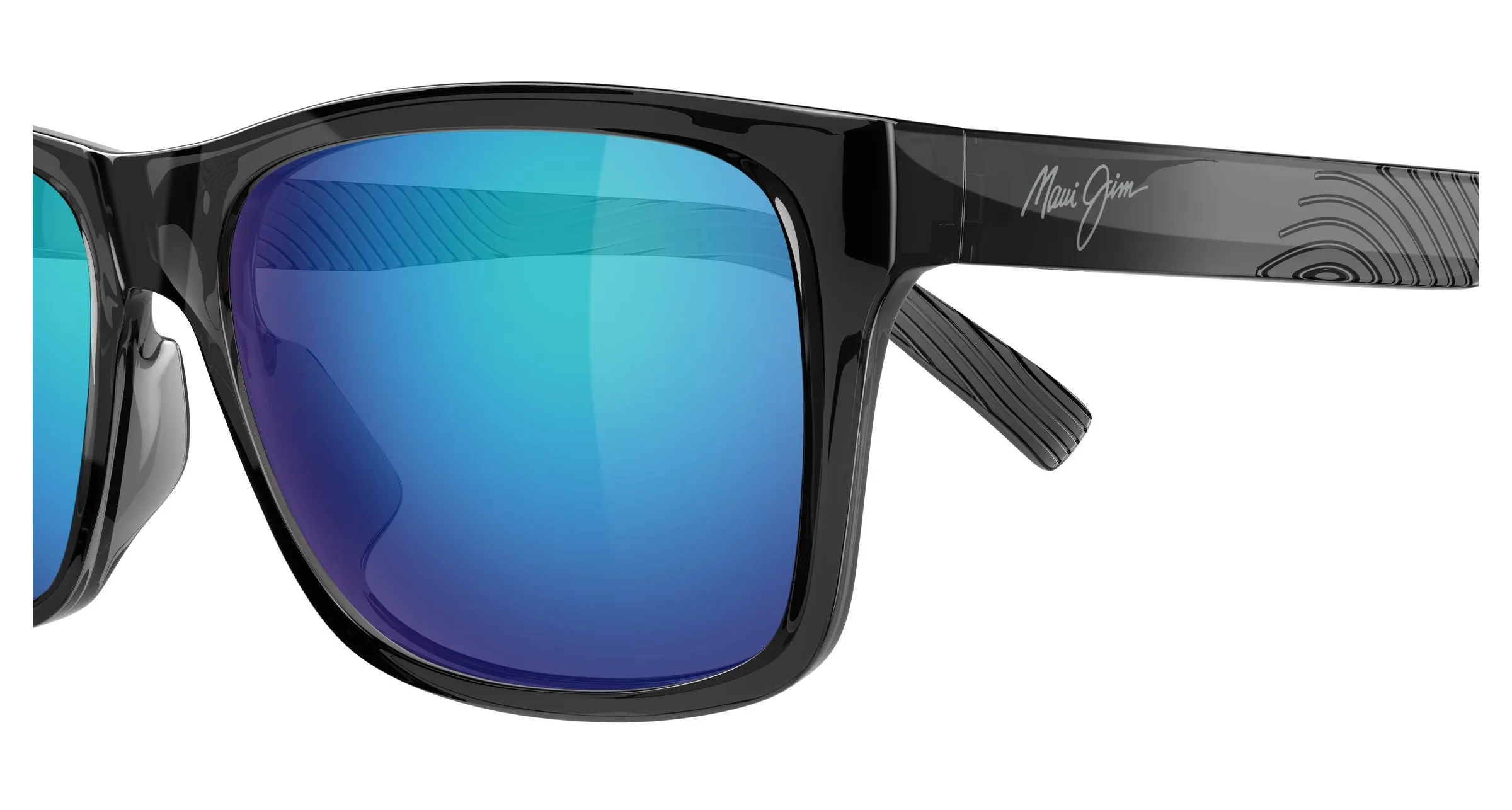 Maui Jim MJ0345S 002 Occhiali da sole Bio-iniettato Grigio Blu Squadrata - immagine 3