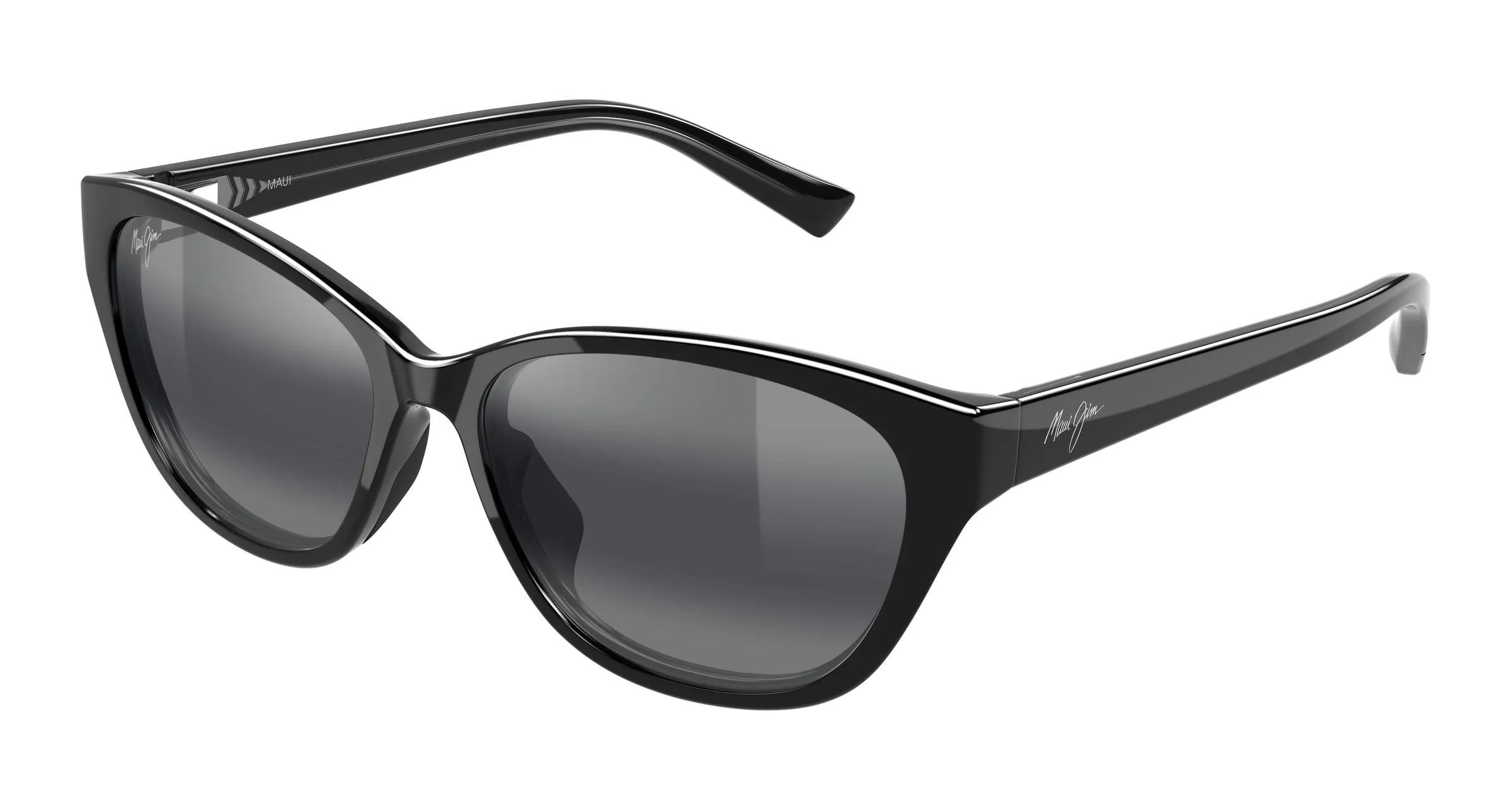 Maui Jim MJ0344S 001 Occhiali da sole Bio-iniettato Nero Grigio Cat Eye - immagine 1