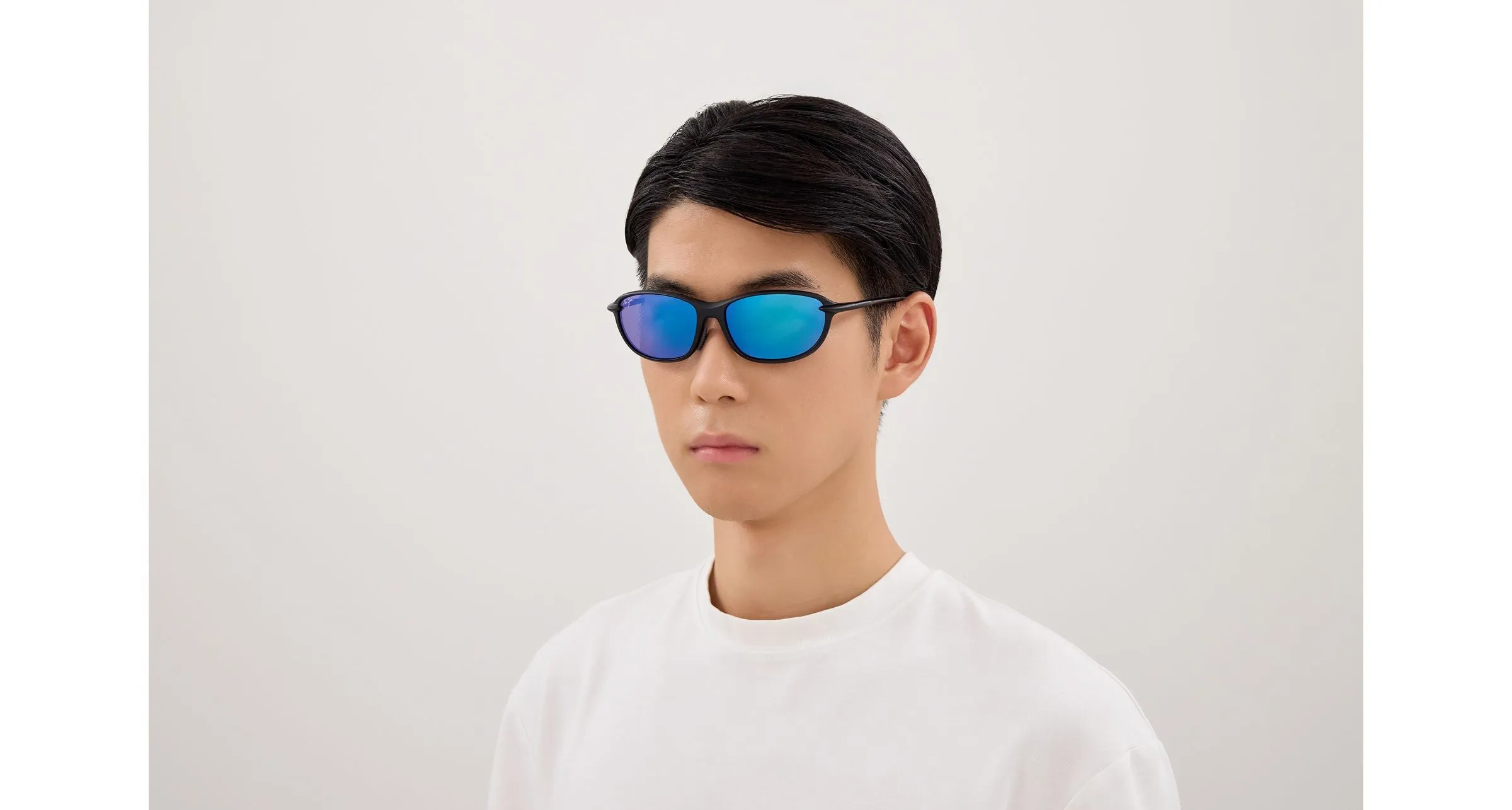 Maui Jim MJ0340SA 002 Occhiali da sole Bio-iniettato Nero Blu Geometrica - immagine 4