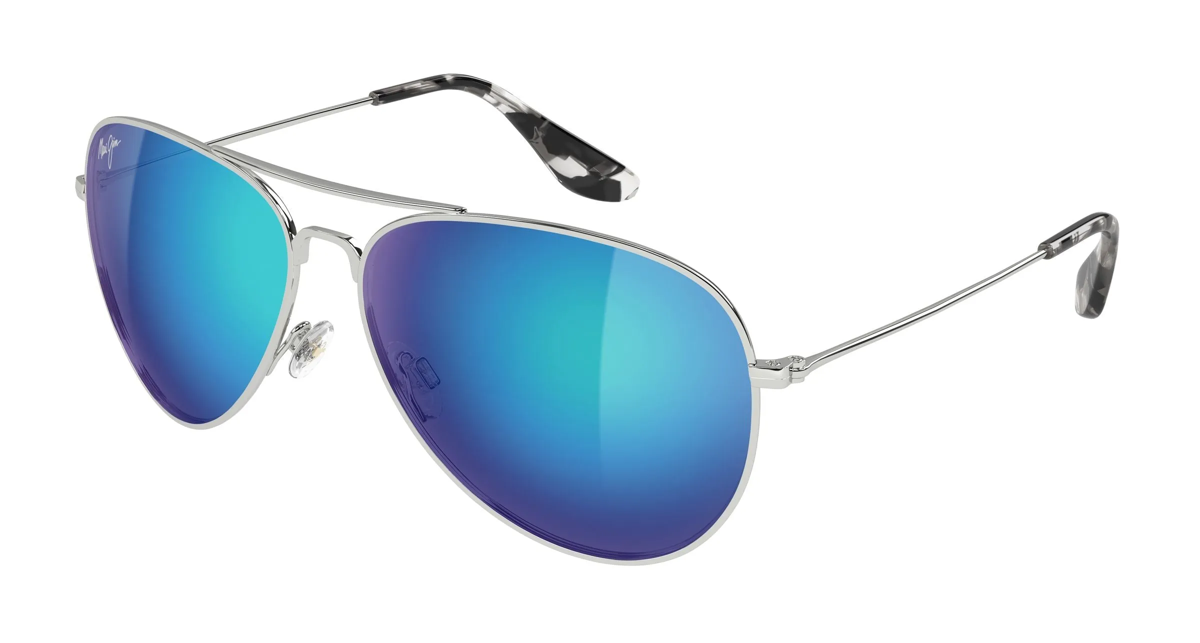 Maui Jim MJ0264S 001 Occhiali da sole Titanio Argento Blu Pilot - immagine 1
