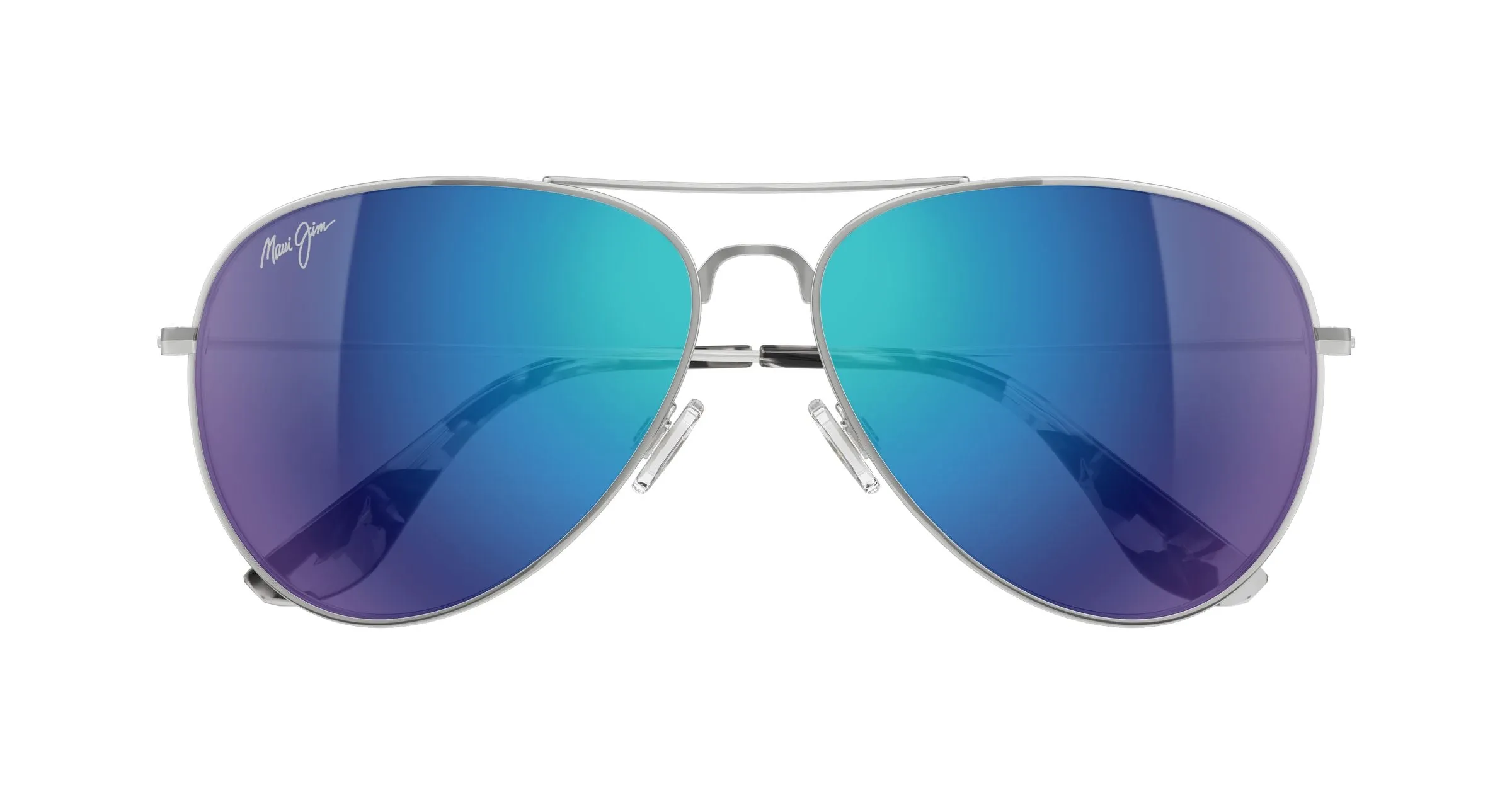 Maui Jim MJ0264S 001 Occhiali da sole Titanio Argento Blu Pilot - immagine 2