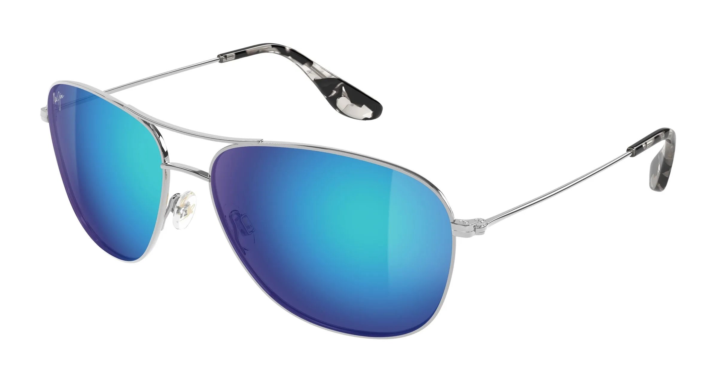 Maui Jim MJ0247S 001 Occhiali da sole Titanio Argento Blu Squadrata - immagine 1