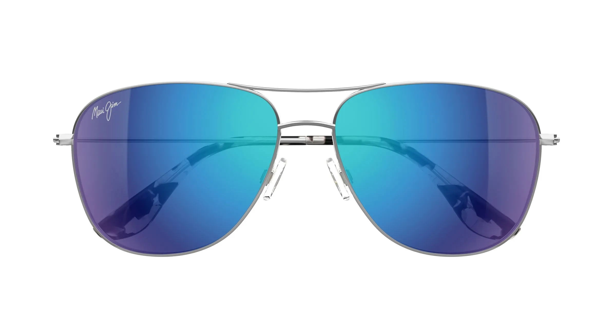 Maui Jim MJ0247S 001 Occhiali da sole Titanio Argento Blu Squadrata - immagine 2