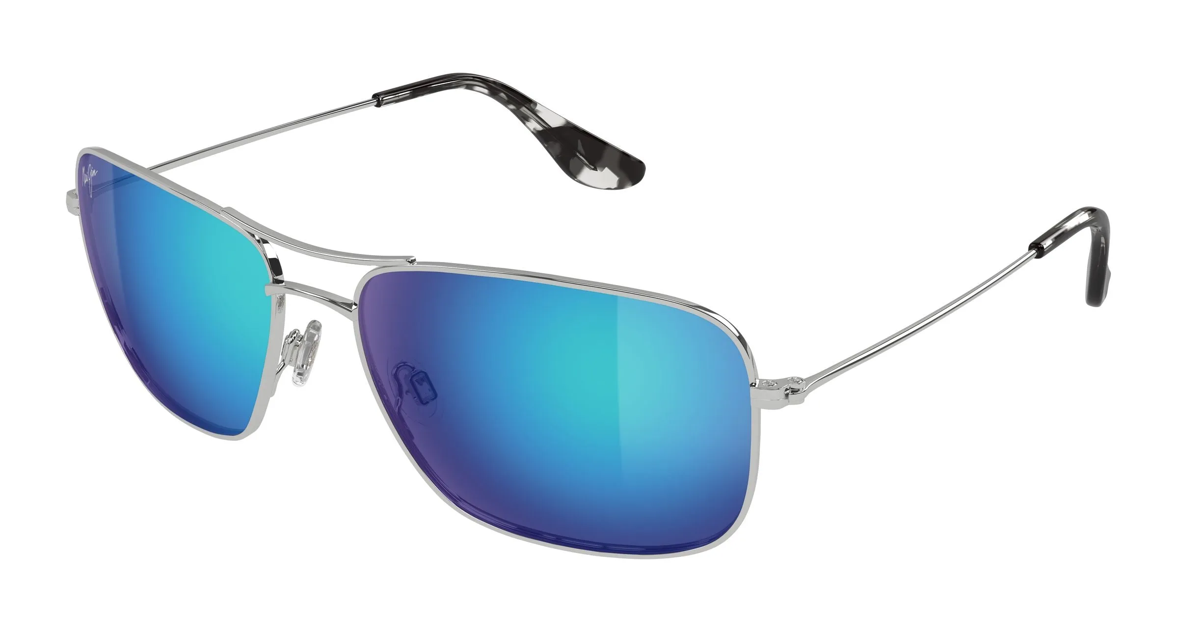 Maui Jim MJ0246S 001 Occhiali da sole Titanio Argento Blu Squadrata - immagine 1