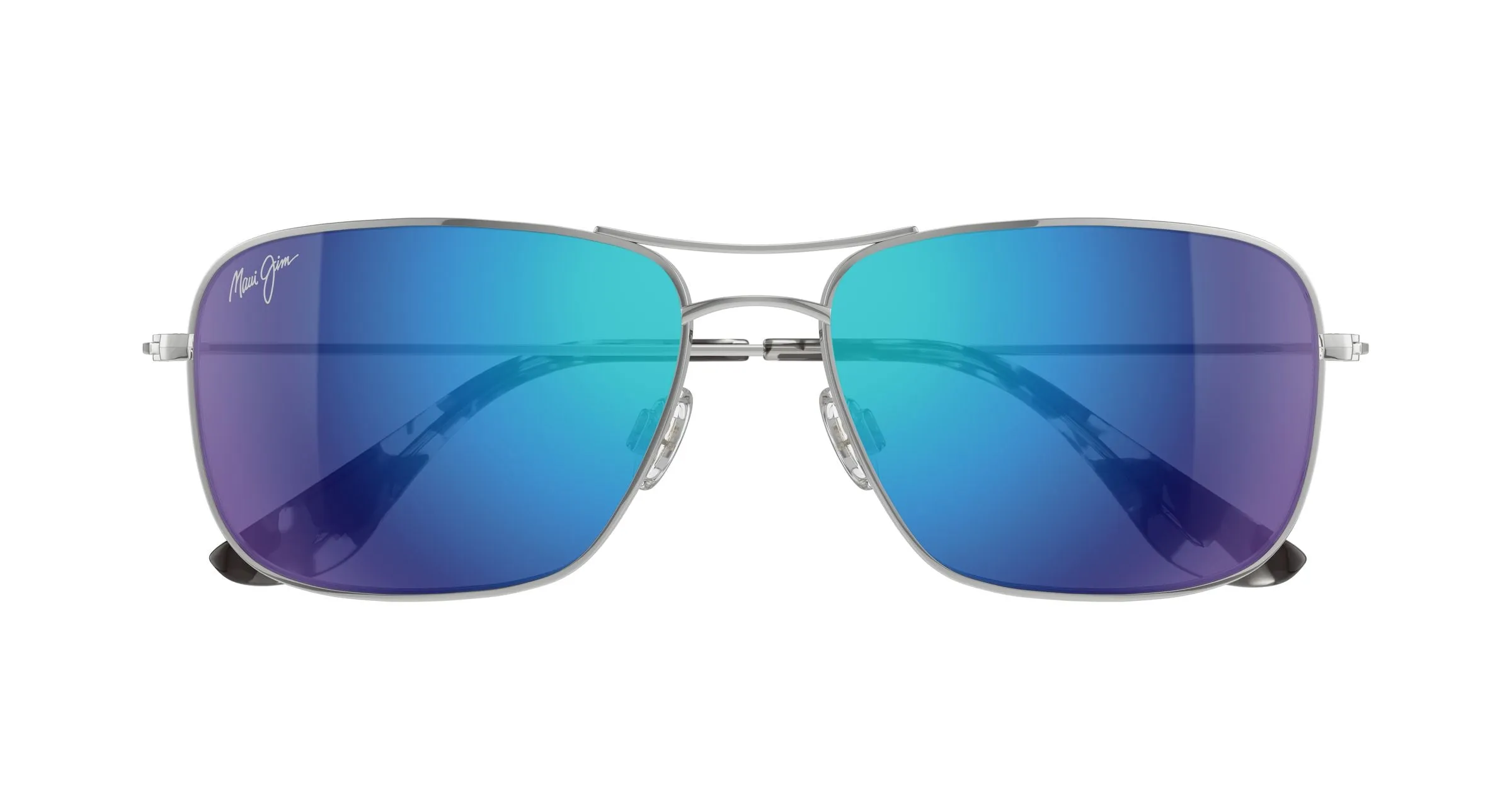 Maui Jim MJ0246S 001 Occhiali da sole Titanio Argento Blu Squadrata - immagine 2