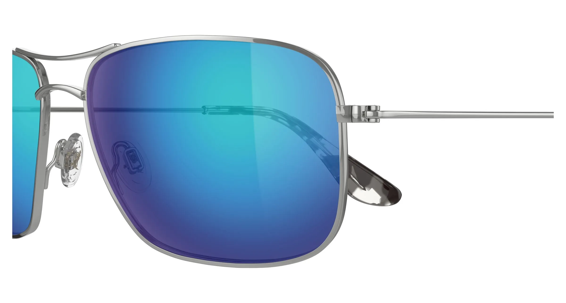 Maui Jim MJ0246S 001 Occhiali da sole Titanio Argento Blu Squadrata - immagine 3