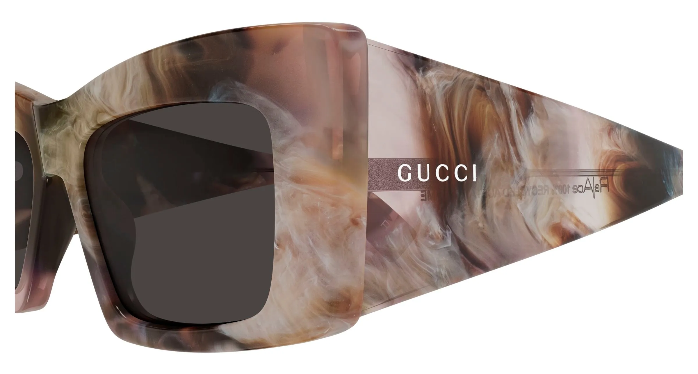 Gucci GG2268S 004 Occhiali da sole Acetato Havana Fumo Cat Eye - immagine 3
