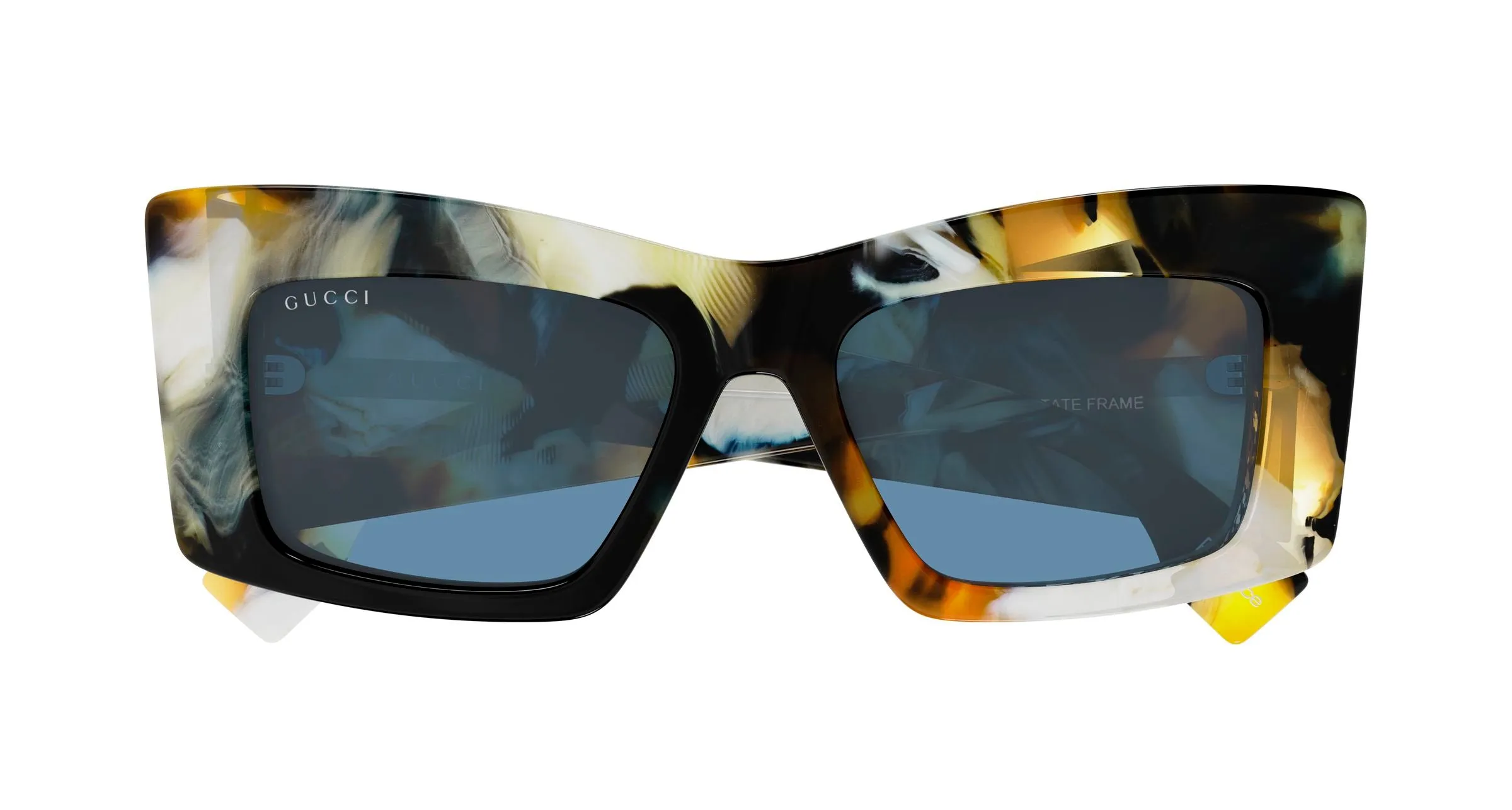 Gucci GG2268S 003 Occhiali da sole Acetato Havana Blu Cat Eye - immagine 2