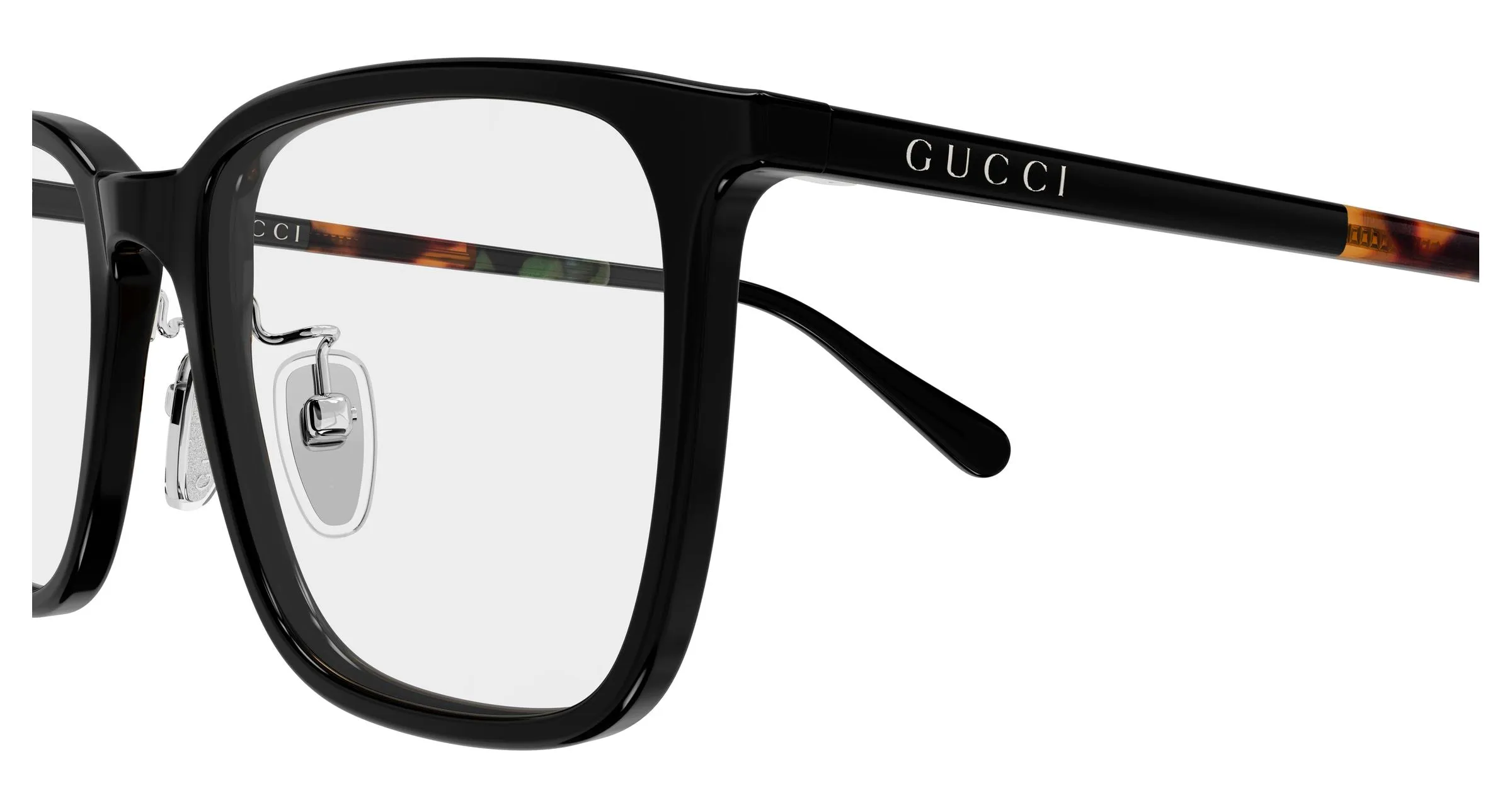 Gucci GG2267OA 002 Montature da vista Acetato Nero Trasparente Squadrata - immagine 3