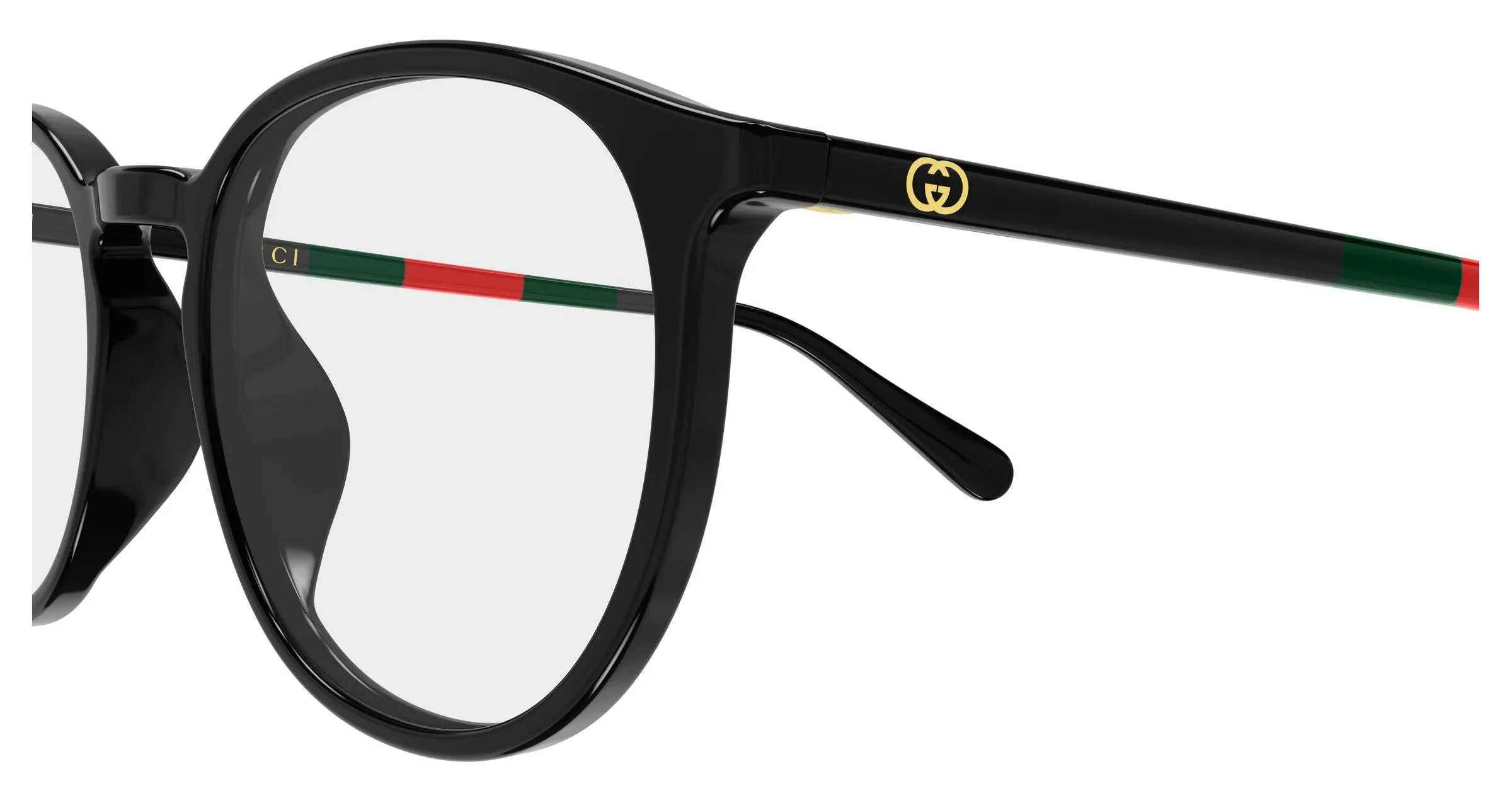 Gucci GG2266OA 001 Montature da vista Acetato Nero Trasparente Rotonda - immagine 3