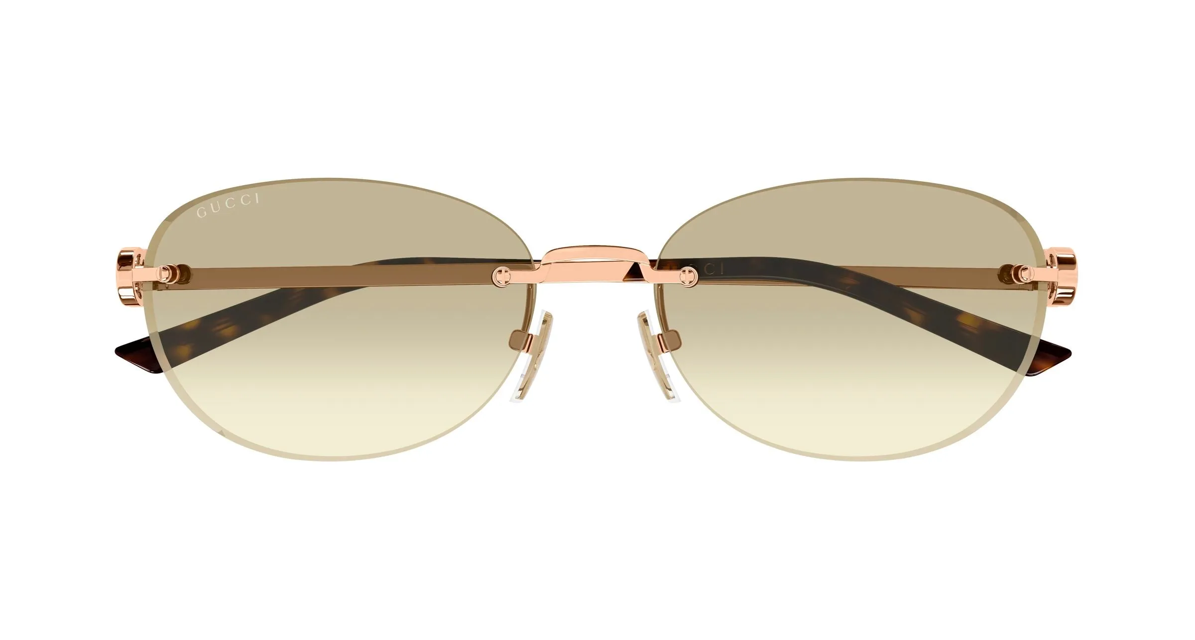 Gucci GG2230SA 004 Occhiali da sole Metallo Oro Marrone Rotonda Sfumato - immagine 2