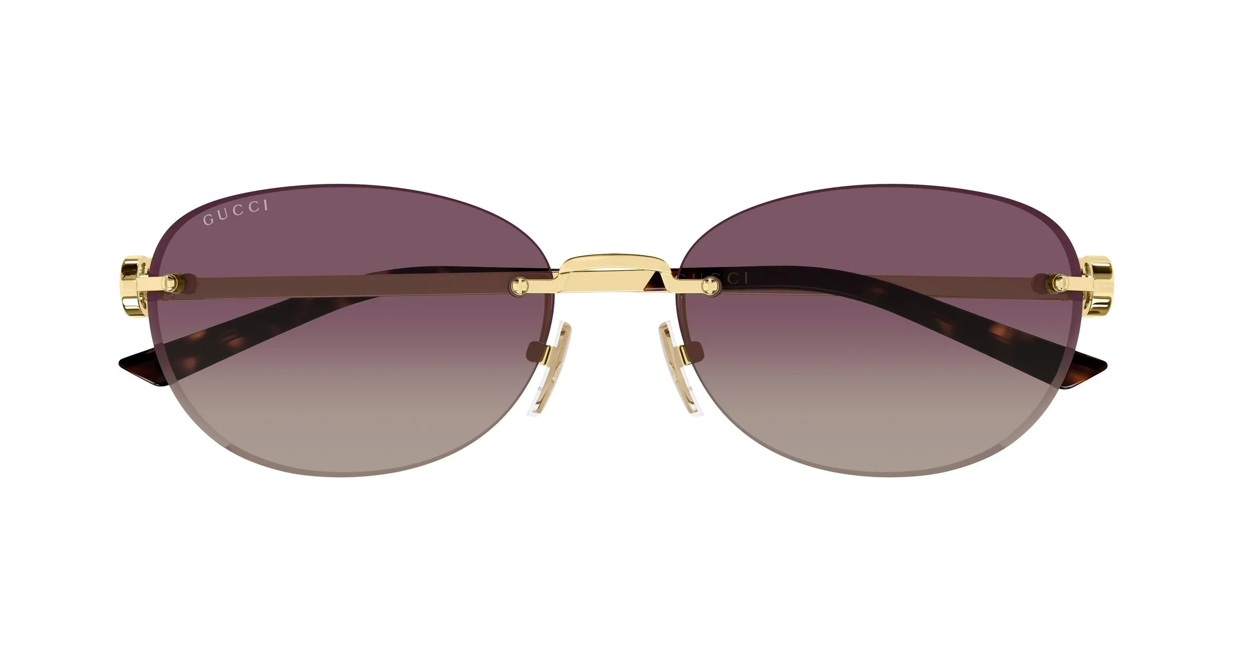 Gucci GG2230SA 003 Occhiali da sole Metallo Oro Rosso Rotonda Sfumato - immagine 2