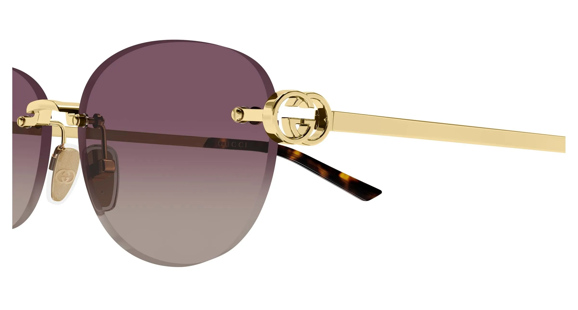 Gucci GG2230SA 003 Occhiali da sole Metallo Oro Rosso Rotonda Sfumato - immagine 3