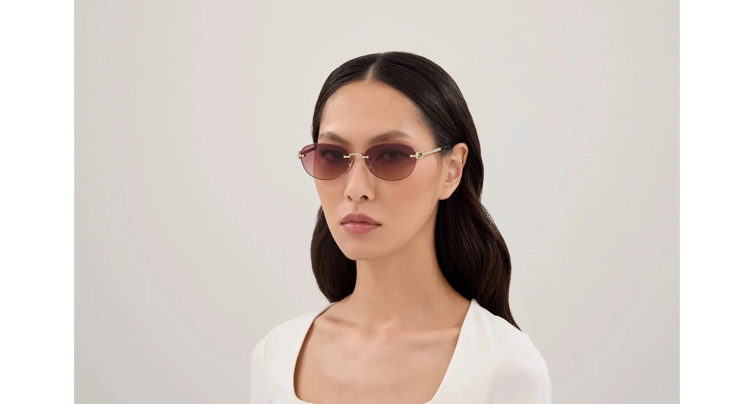 Gucci GG2230SA 003 Occhiali da sole Metallo Oro Rosso Rotonda Sfumato - immagine 4