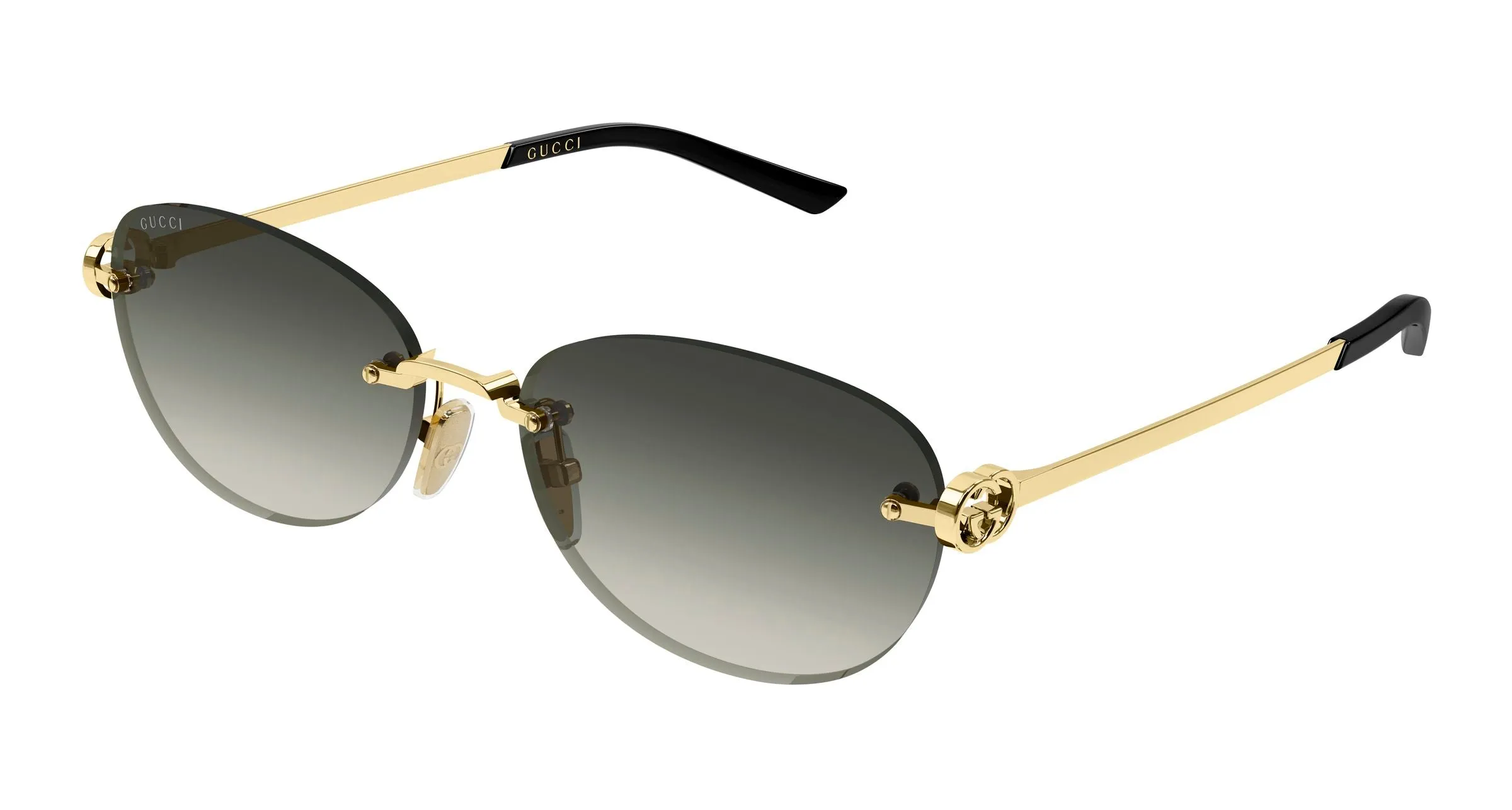 Gucci GG2230SA 002 Occhiali da sole Metallo Oro Grigio Rotonda Sfumato - immagine 1